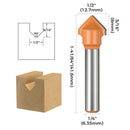 toolant V Groove Router Bits , 1/4-Inch Shank 90 Degree 1/2-Inch Dia, Carbide-Tipped Milling Cutter for Woodworking