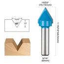 toolant V Groove Router Bits , 5/16-Inch Shank 60 Degree 19/32-Inch Dia, Carbide-Tipped Milling Cutter for Woodworking