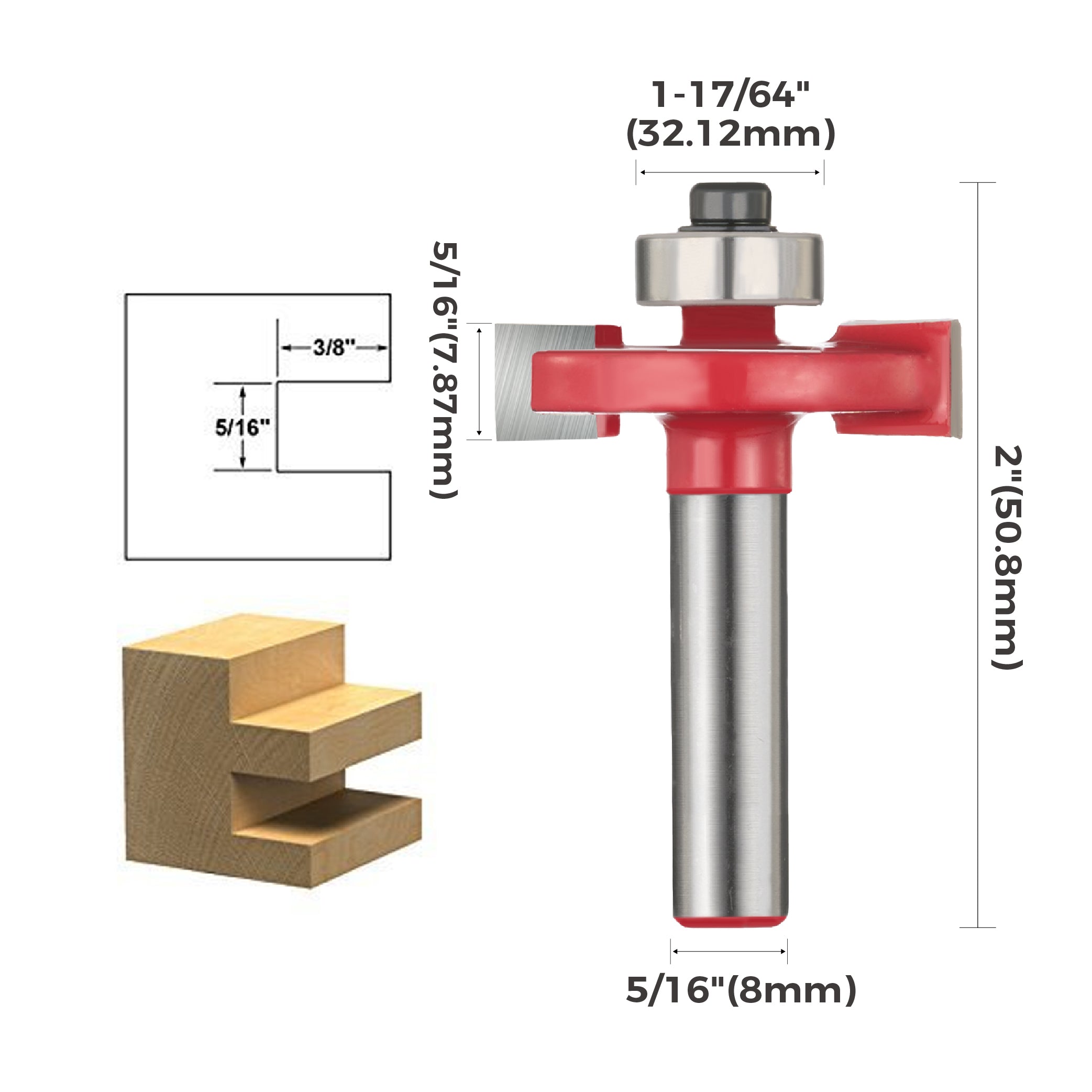 toolant Rabbet Router Bits , 5/16-Inch Shank 5/16-Inch Height X 3/8-Inch Depth, Carbide-Tipped Milling Cutter for Woodworking