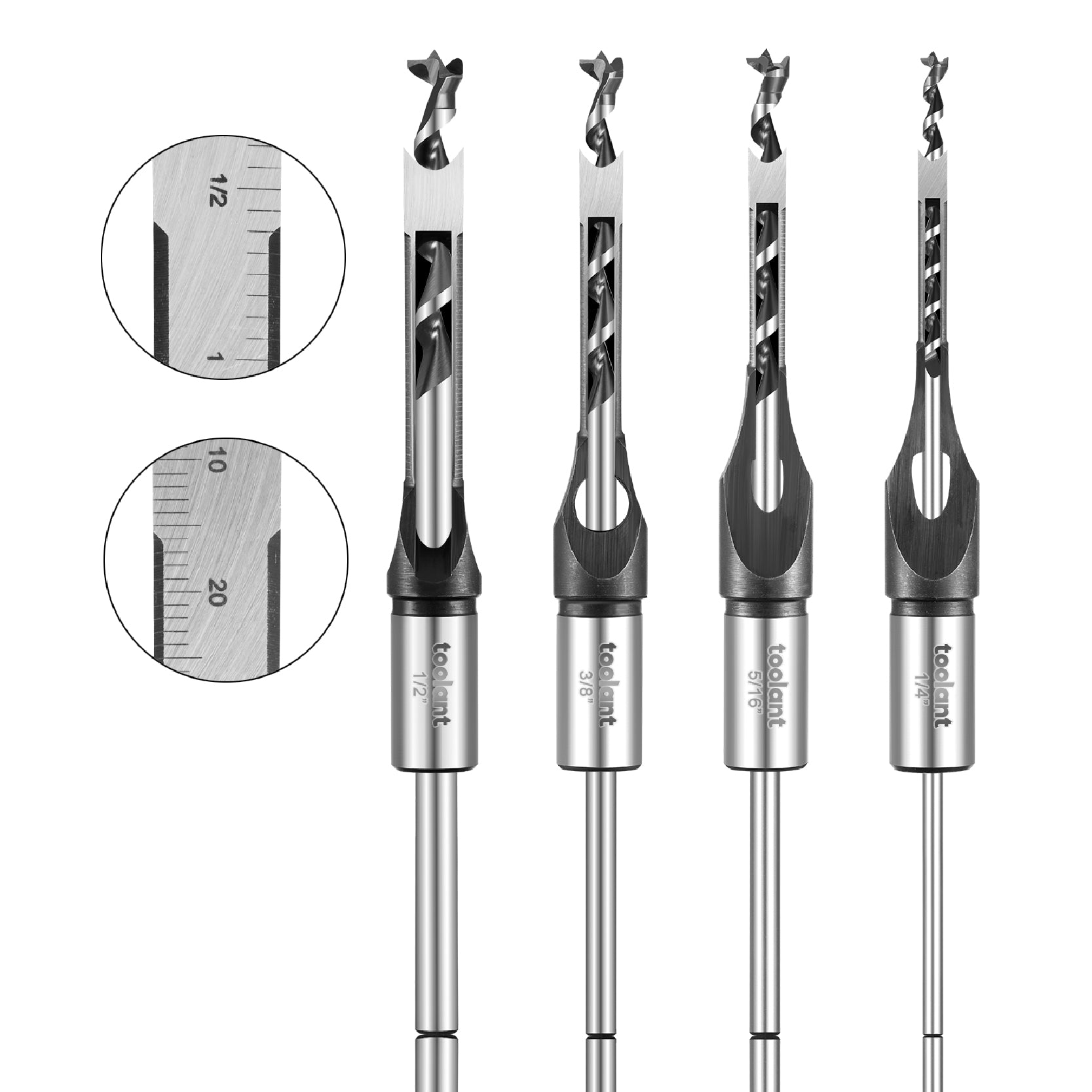moobody 6pcs Hole Drill Bit Woodworking Hole Saw Mortising Chisel Steel  Drill Bits Set 1/4 inch, 5/16 inch, 3/8 inch, 1/2 inch, 9/16 inch, 5/8 inch
