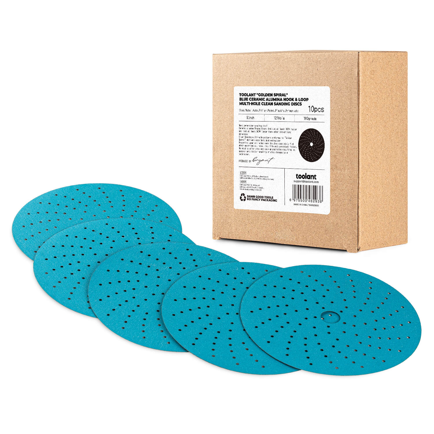 180 grit MULTI-AIR VORTEX Dust-Free 6Inch Sanding Disc Hook and Loop Pads