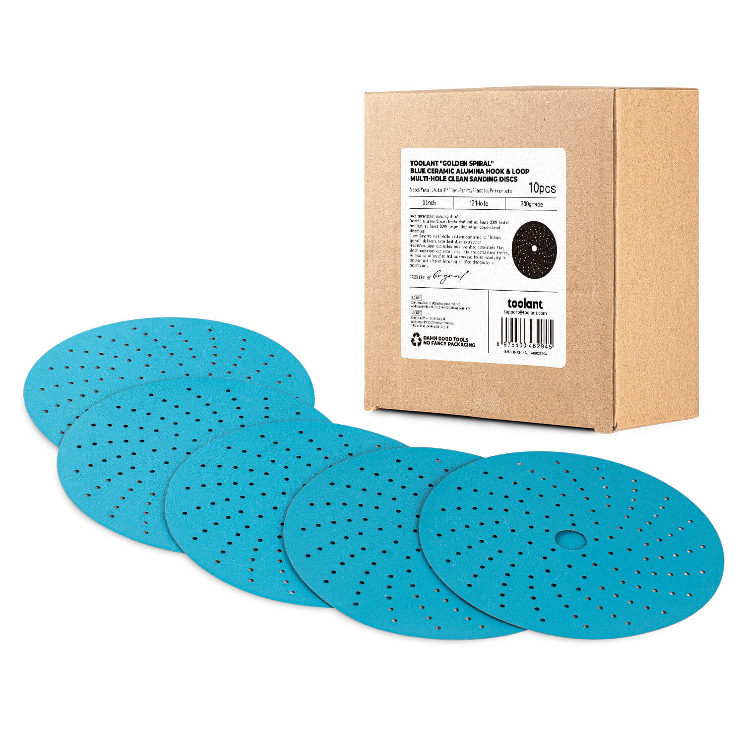 240 Grit MULTI-AIR VORTEX Dust-Free 6Inch Sanding Disc Hook and Loop Pads