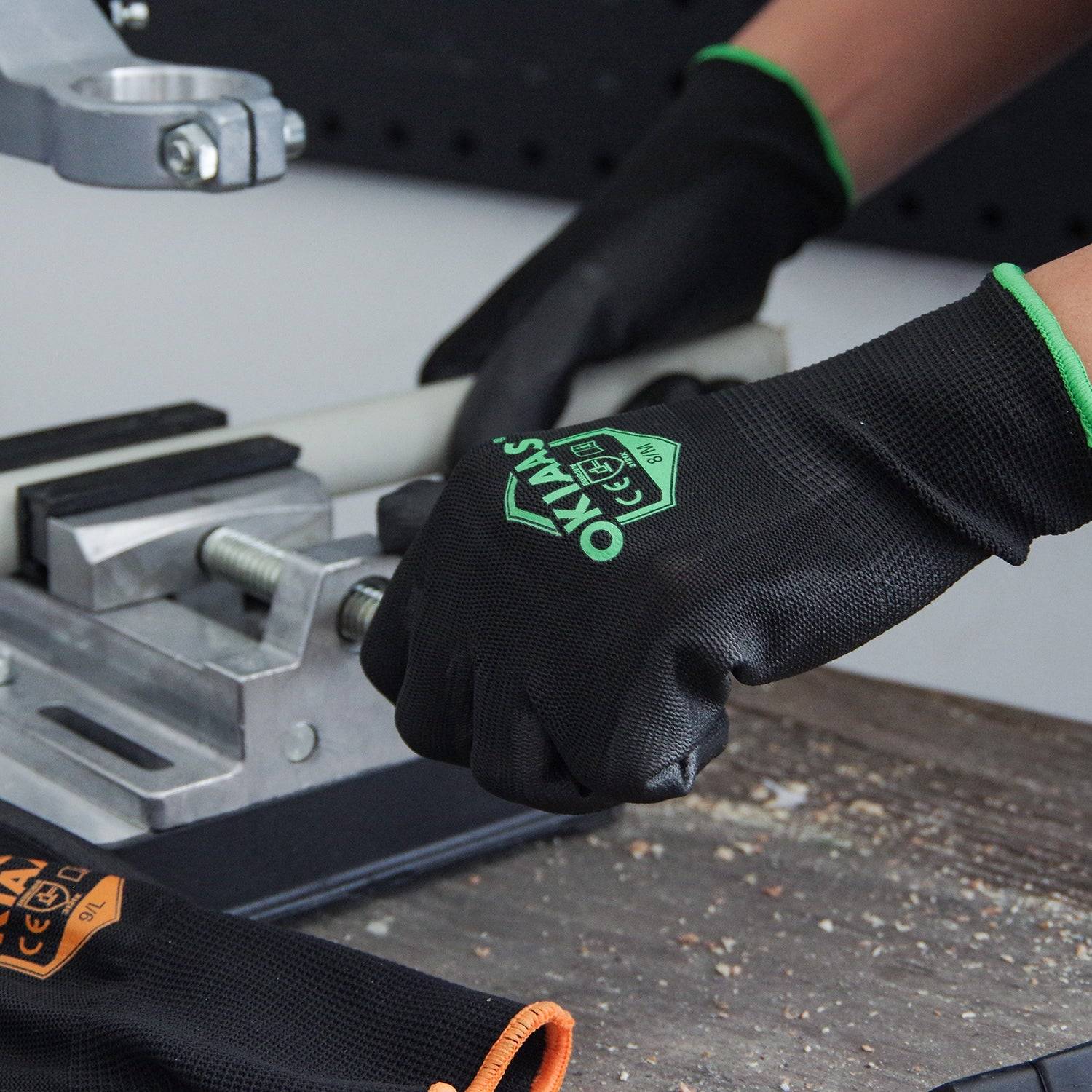 OKIAAS 12 Pairs Safety Work Gloves with PU Coated, for Mechanic, Warehouse, Gardening