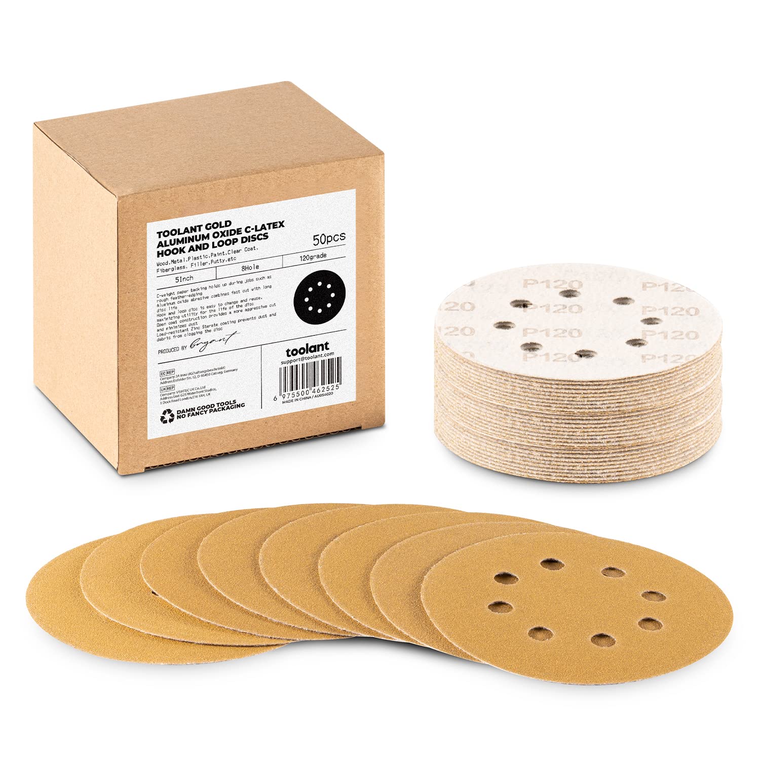 5 inch 8 Hole Sanding Discs Hook and Loop, 60-800 Grit, for Wood and Metal Sanding
