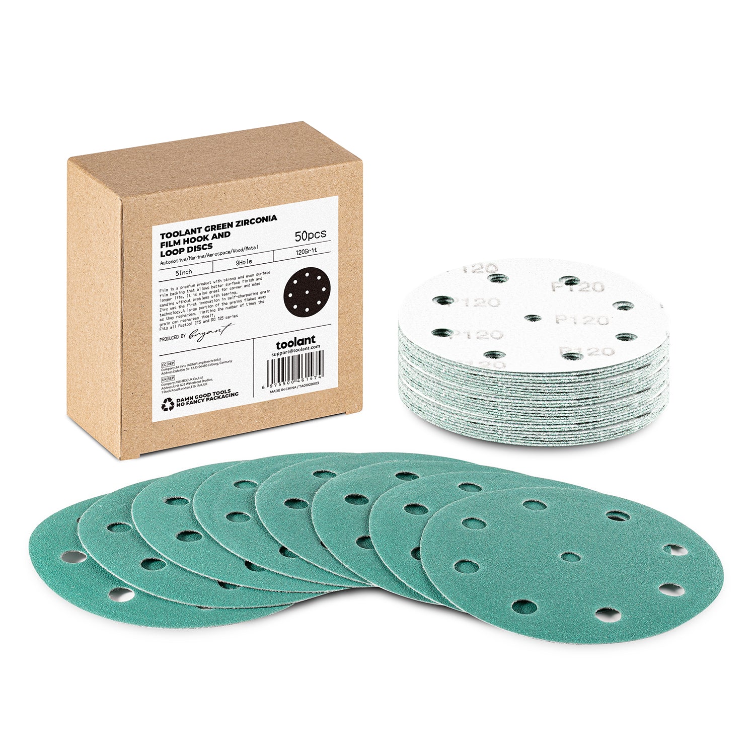 5 Inch Sanding Disc Hook and Loop Pads, Designed For Festool Sanders, 50-Pack