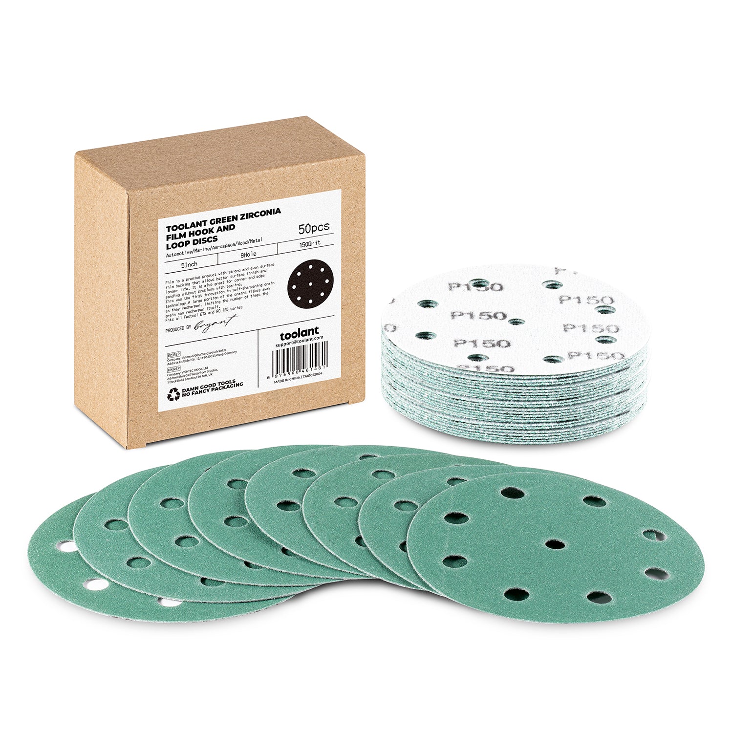 5 Inch Sanding Disc Hook and Loop Pads, Designed For Festool Sanders, 50-Pack