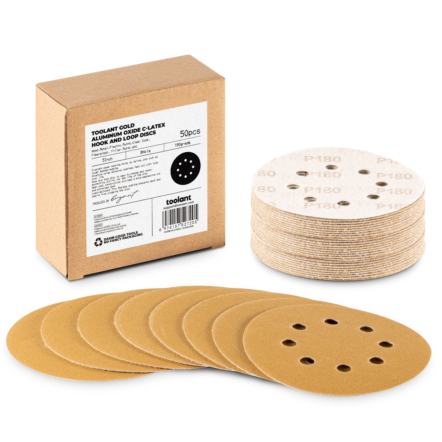 5 inch 8 Hole Sanding Discs Hook and Loop, 60-800 Grit, for Wood and Metal Sanding