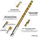 amoolo High Speed Steel Hex Shank Twist Drill Bits Set with Titanium Coating