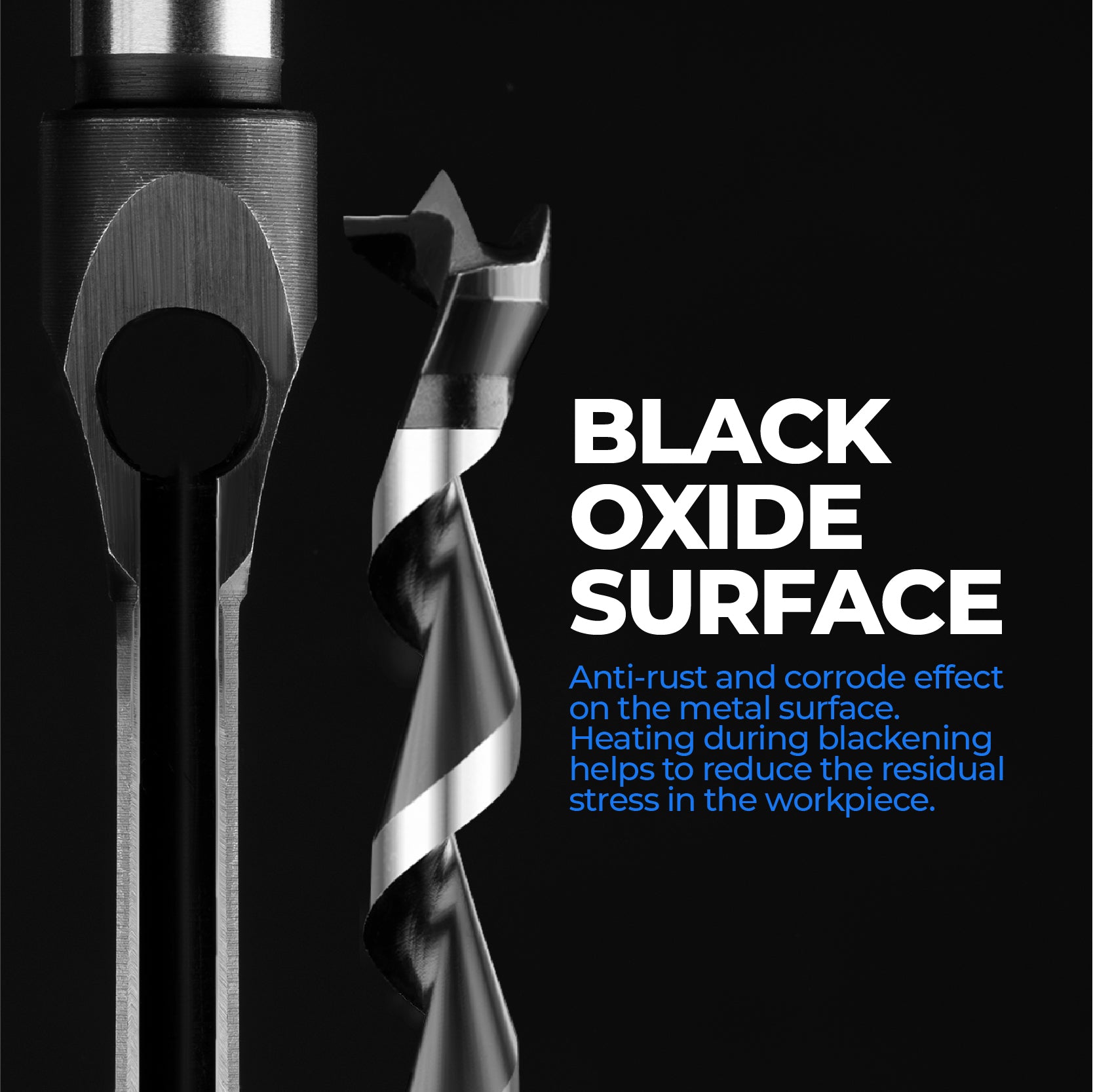 Woodworking Mortising Chisel Sets, Square Hole Drill Bit for Mortise Machine (1/4'', 5/16'', 3/8'', 1/2''), Black Oxide