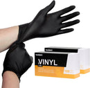 50/100 Count Black Vinyl Disposable Gloves, 5 mil, Chemical Resistant, Powder free & Latex free