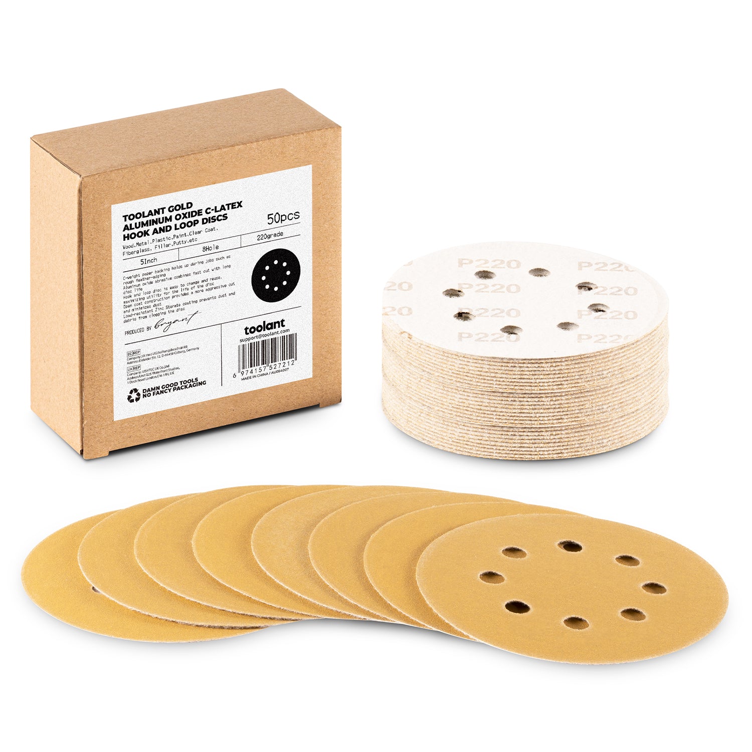5 inch 8 Hole Sanding Discs Hook and Loop, 60-800 Grit, for Wood and Metal Sanding