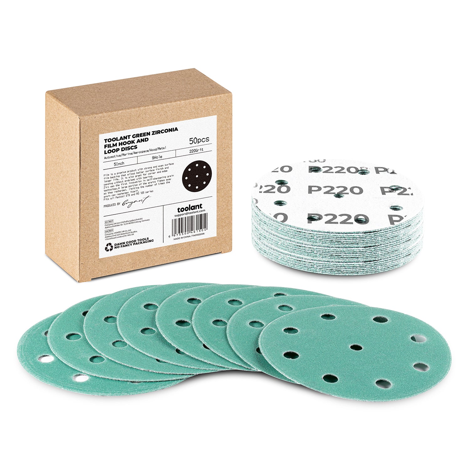 5 Inch Sanding Disc Hook and Loop Pads, Designed For Festool Sanders, 50-Pack