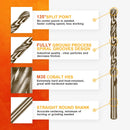 AugTouf Cobalt Twist Drill Bits, High Speed Steel, for Hard Metal, Stainless Steel