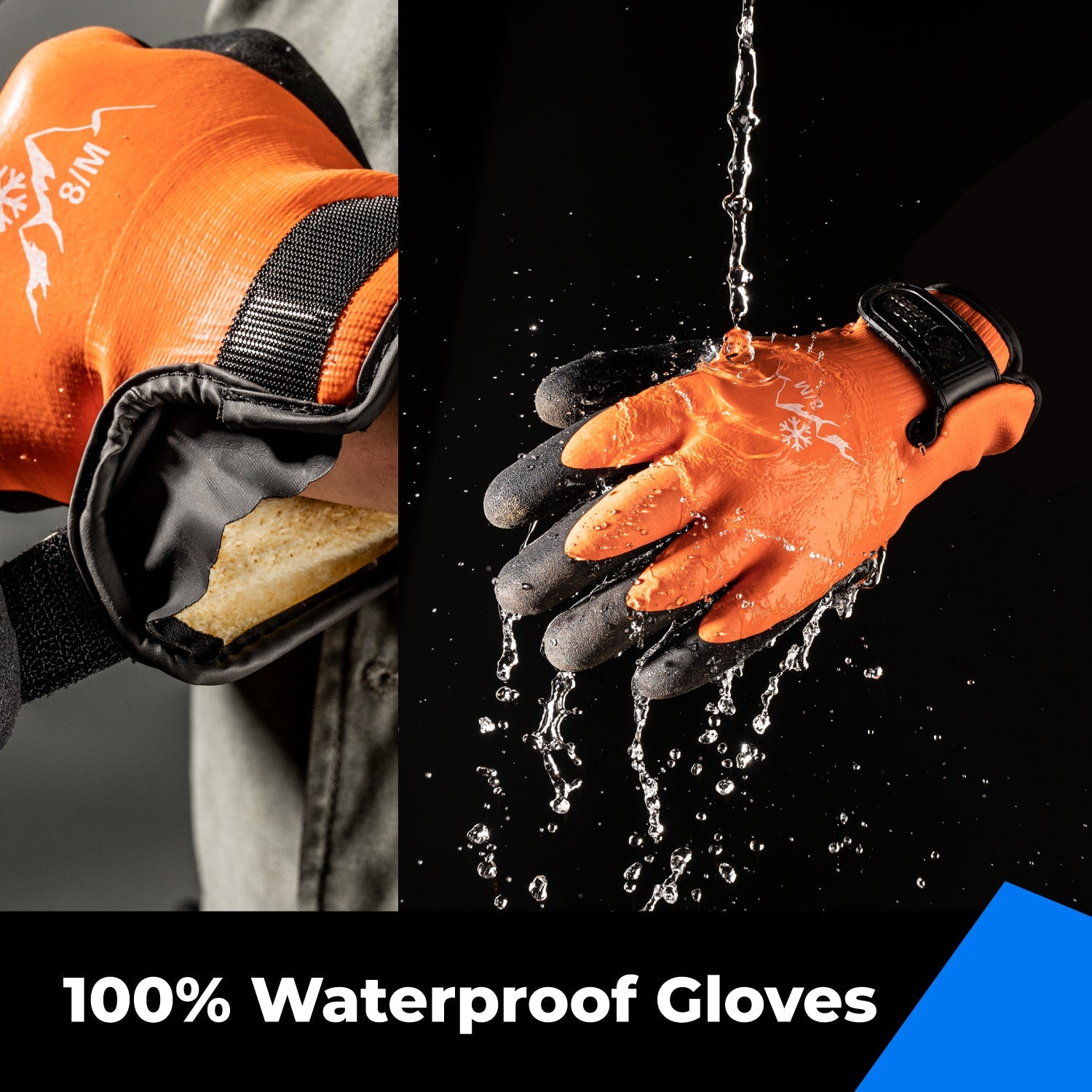 Heavy Duty Winter Gloves, Latex Fully Soaked, 100% Water Proof, Thermal Insulated Winter Dipped Gloves