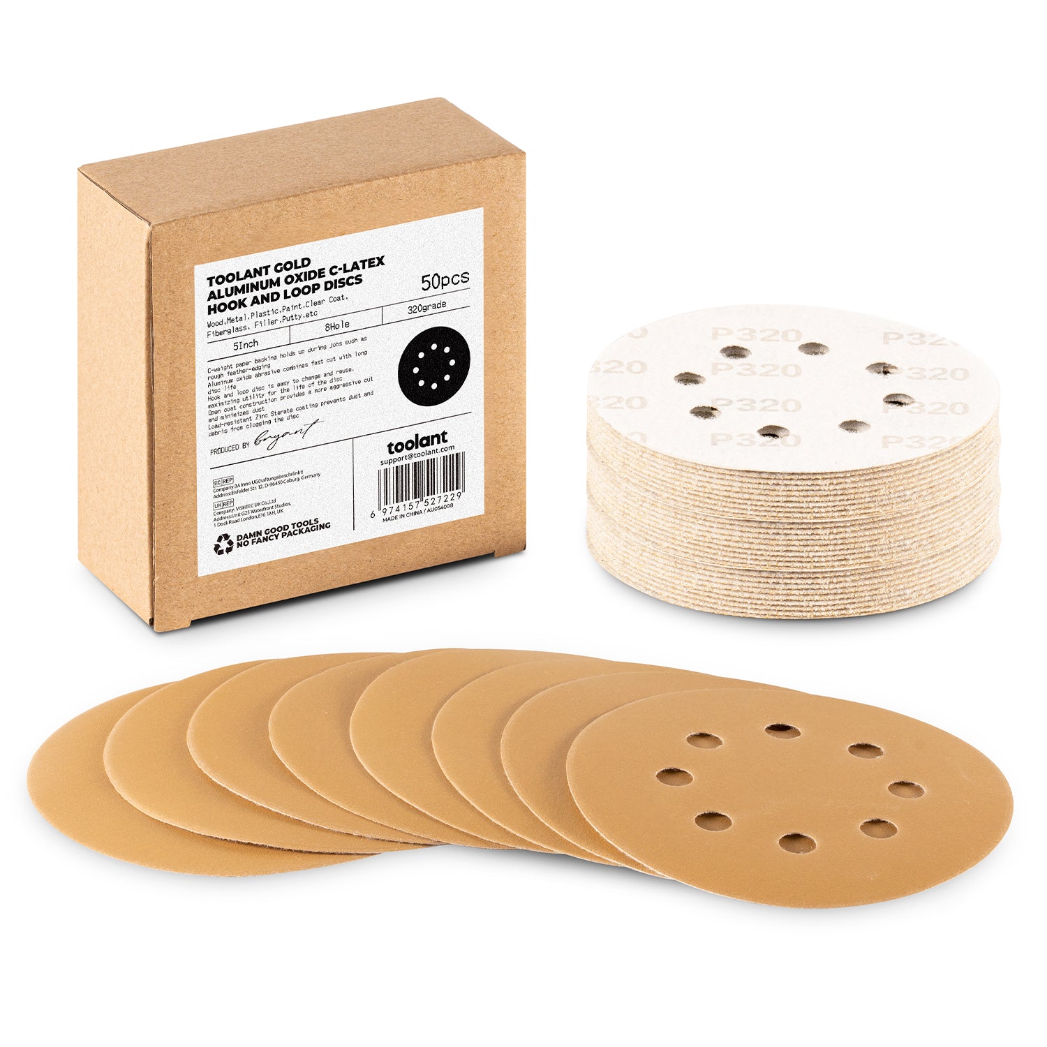 5 inch 8 Hole Sanding Discs Hook and Loop, 60-800 Grit, for Wood and Metal Sanding