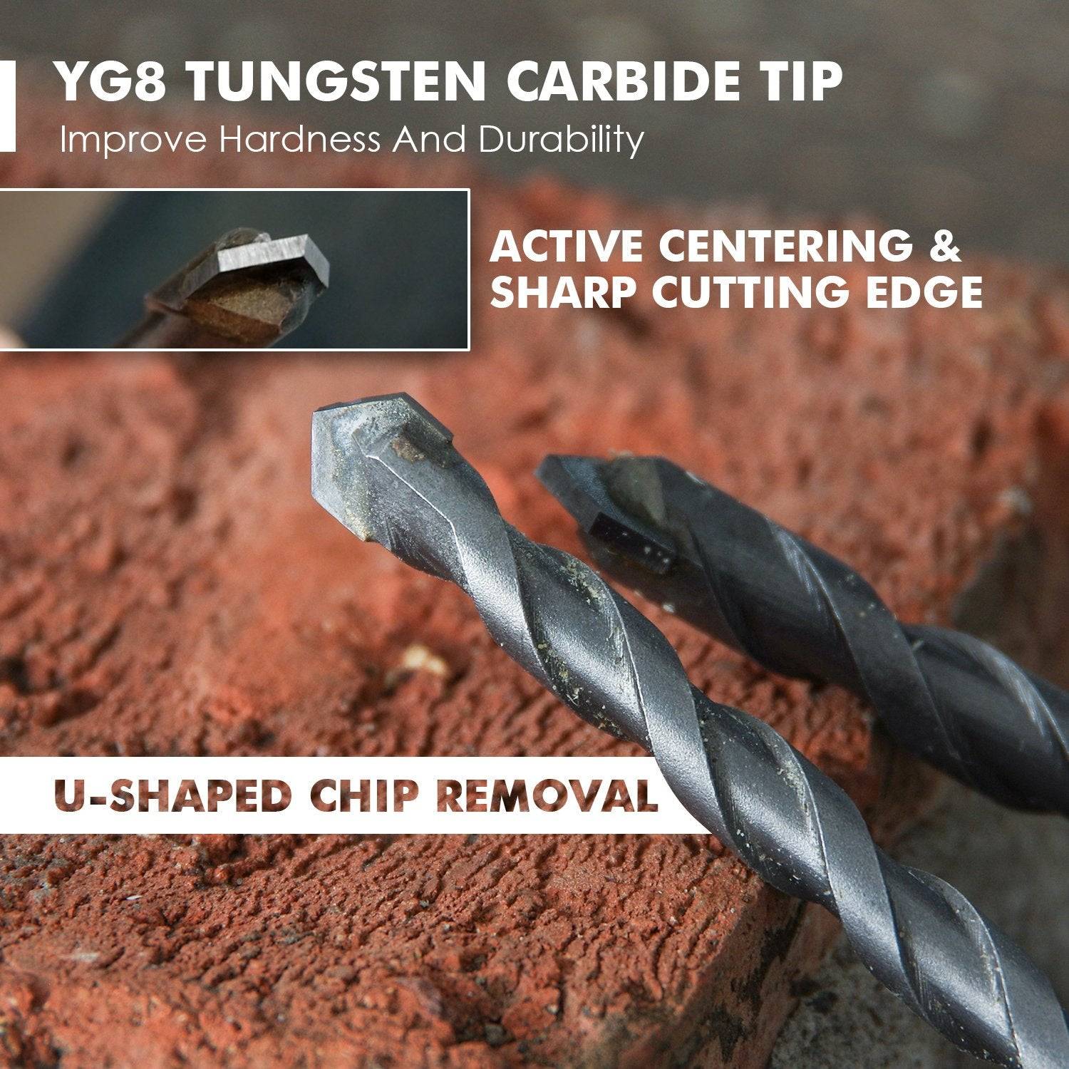 amoolo Hex Shank Masonry Drill Bit Set 6 Pcs, for Wood Plastic Aluminum Alloy,  Quick Change