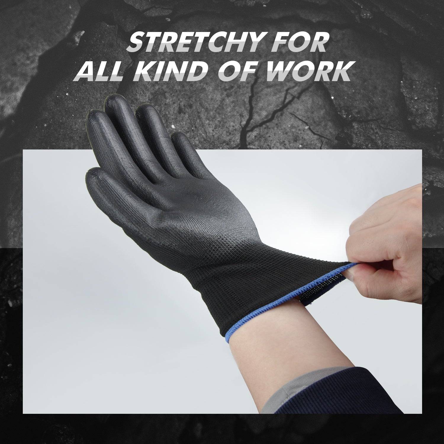 OKIAAS 12 Pairs Safety Work Gloves with PU Coated, for Mechanic, Warehouse, Gardening