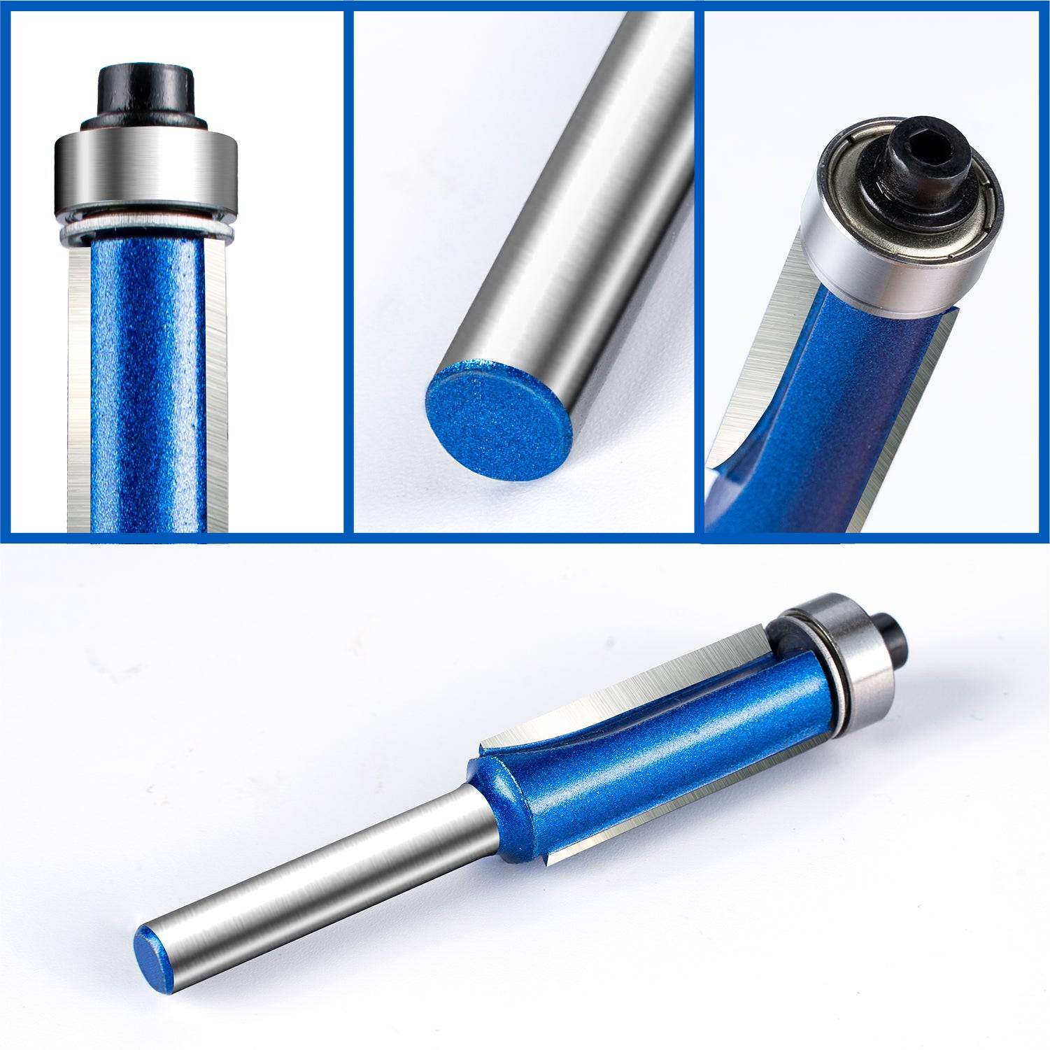 1/4'' Shank Flush Trim Router Bits, Carbide Template Top Bearing Flush Trim Bits Set, Handy, Durable & Sharp, Prevent Tear-Out