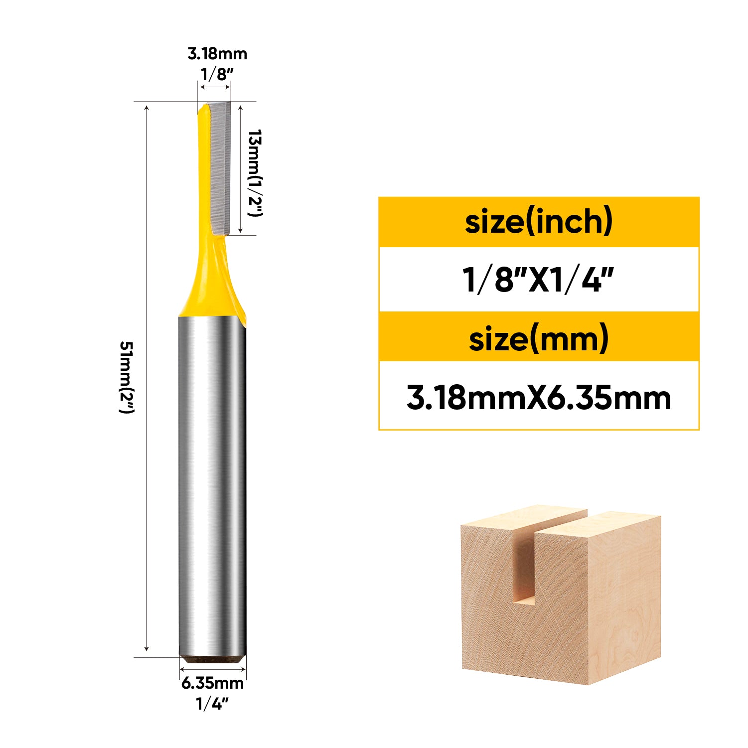 AugTouf Router Bit Set 1/4" Shank Round Router Bit, Cutting Dia Single Straight Flute Carbide for Woodworking Carpentry