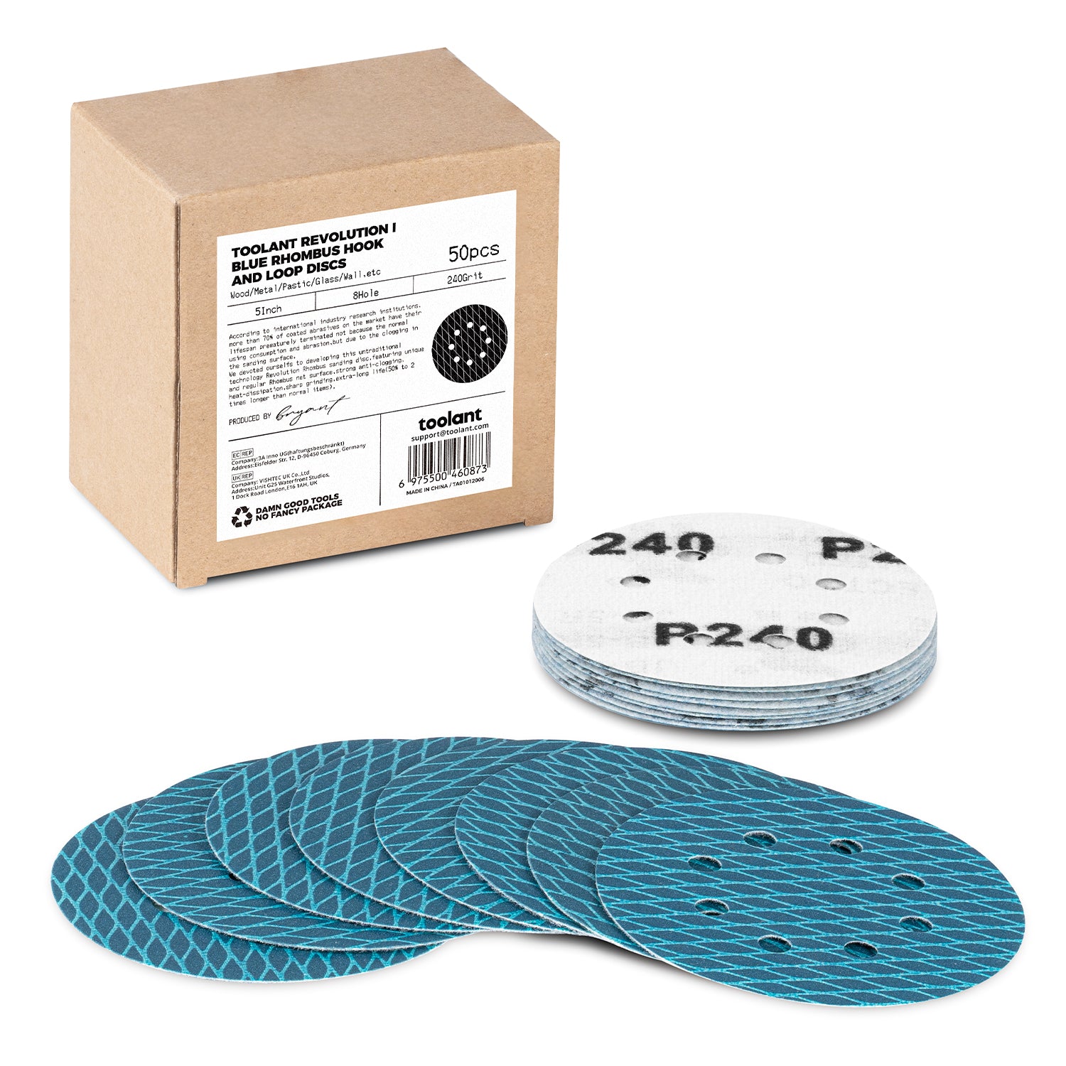Diamond Shape 5 Inch & 6 Inch 8 Hole Dust-Free Sanding Disc Hook and Loop Pads