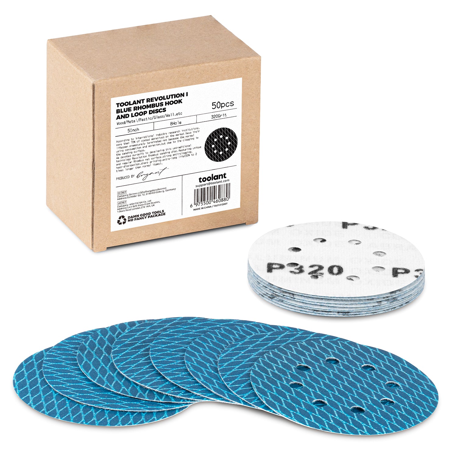 Diamond Shape 5 Inch & 6 Inch 8 Hole Dust-Free Sanding Disc Hook and Loop Pads