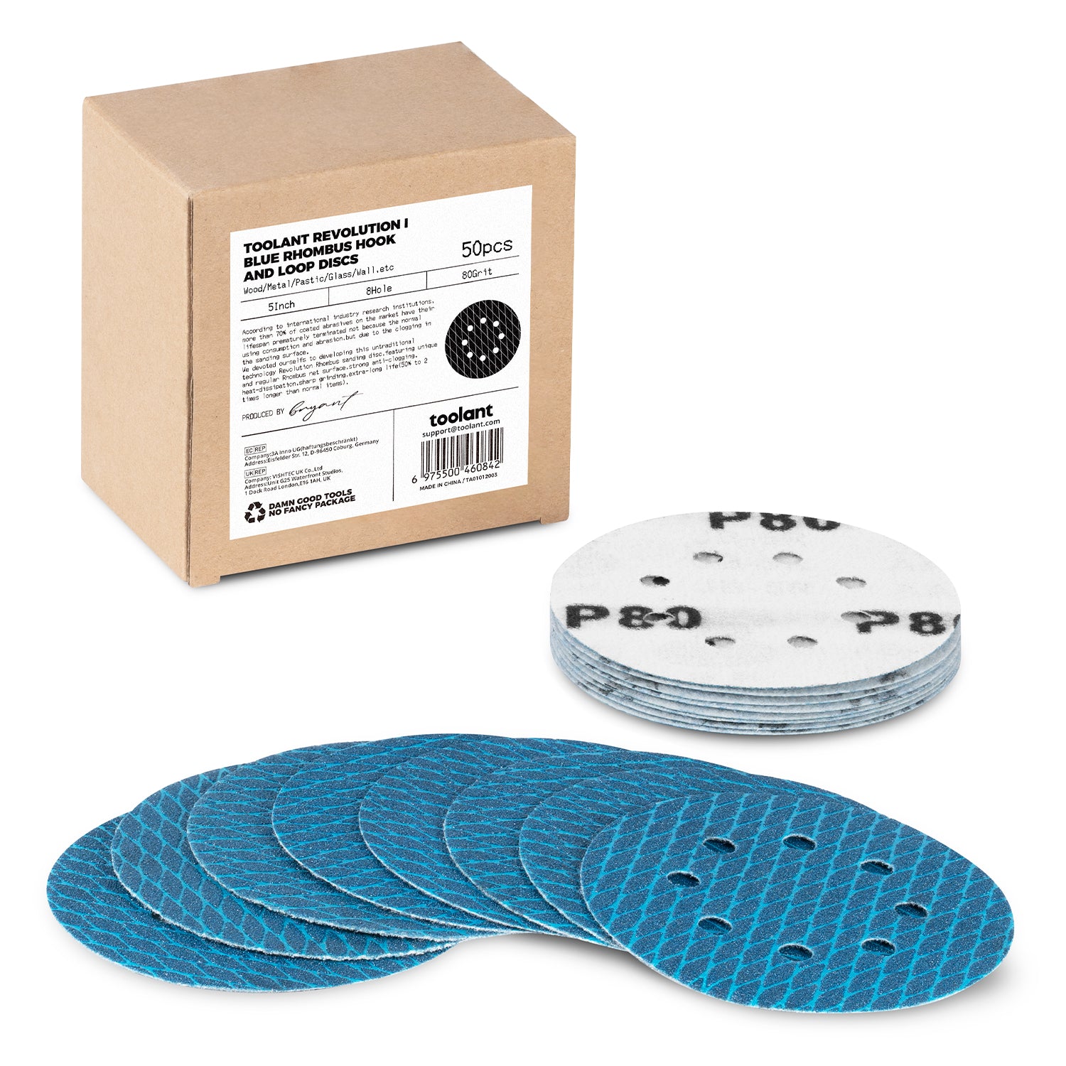 Diamond Shape 5 Inch & 6 Inch 8 Hole Dust-Free Sanding Disc Hook and Loop Pads