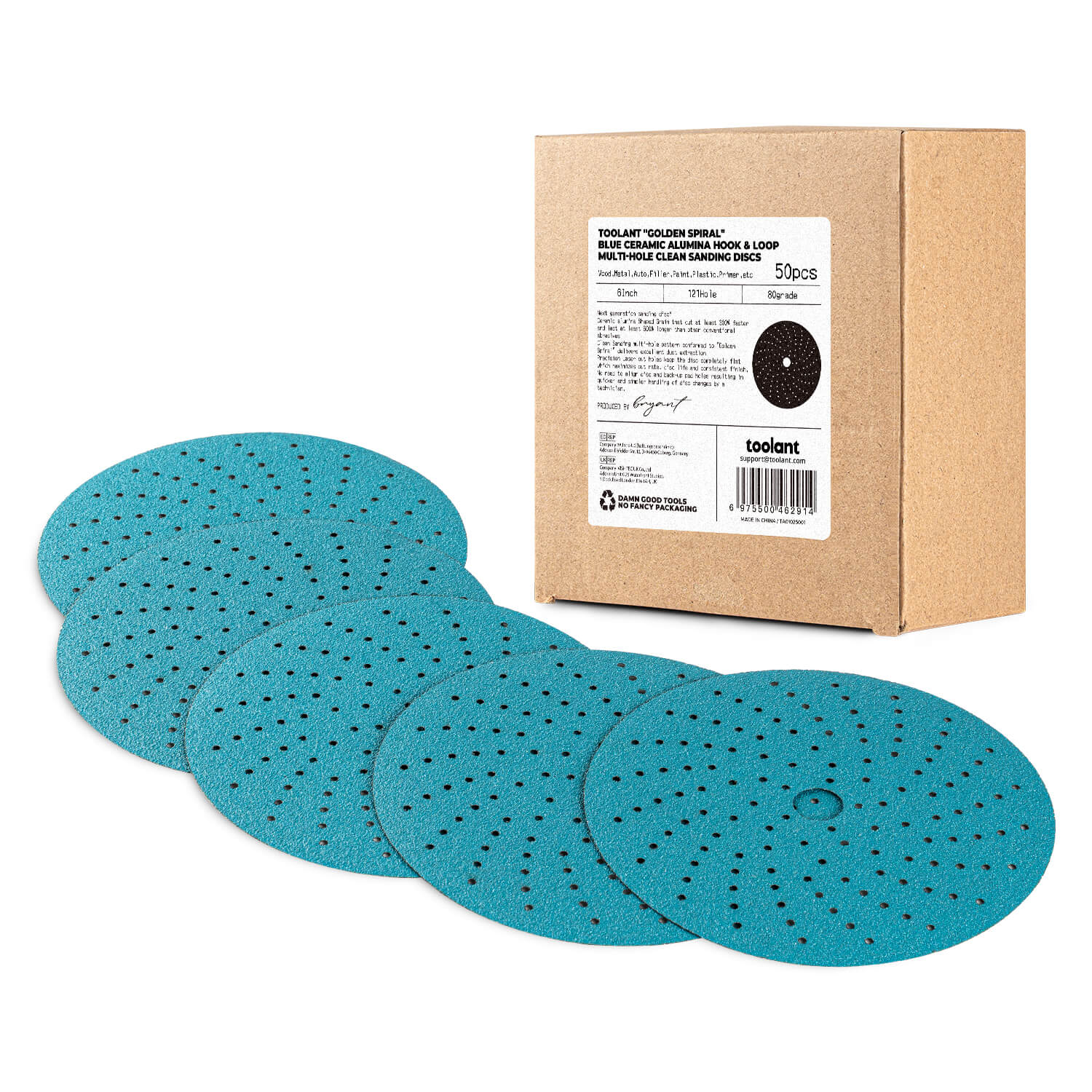80 grit MULTI-AIR VORTEX Dust-Free 6Inch Sanding Disc Hook and Loop Pads