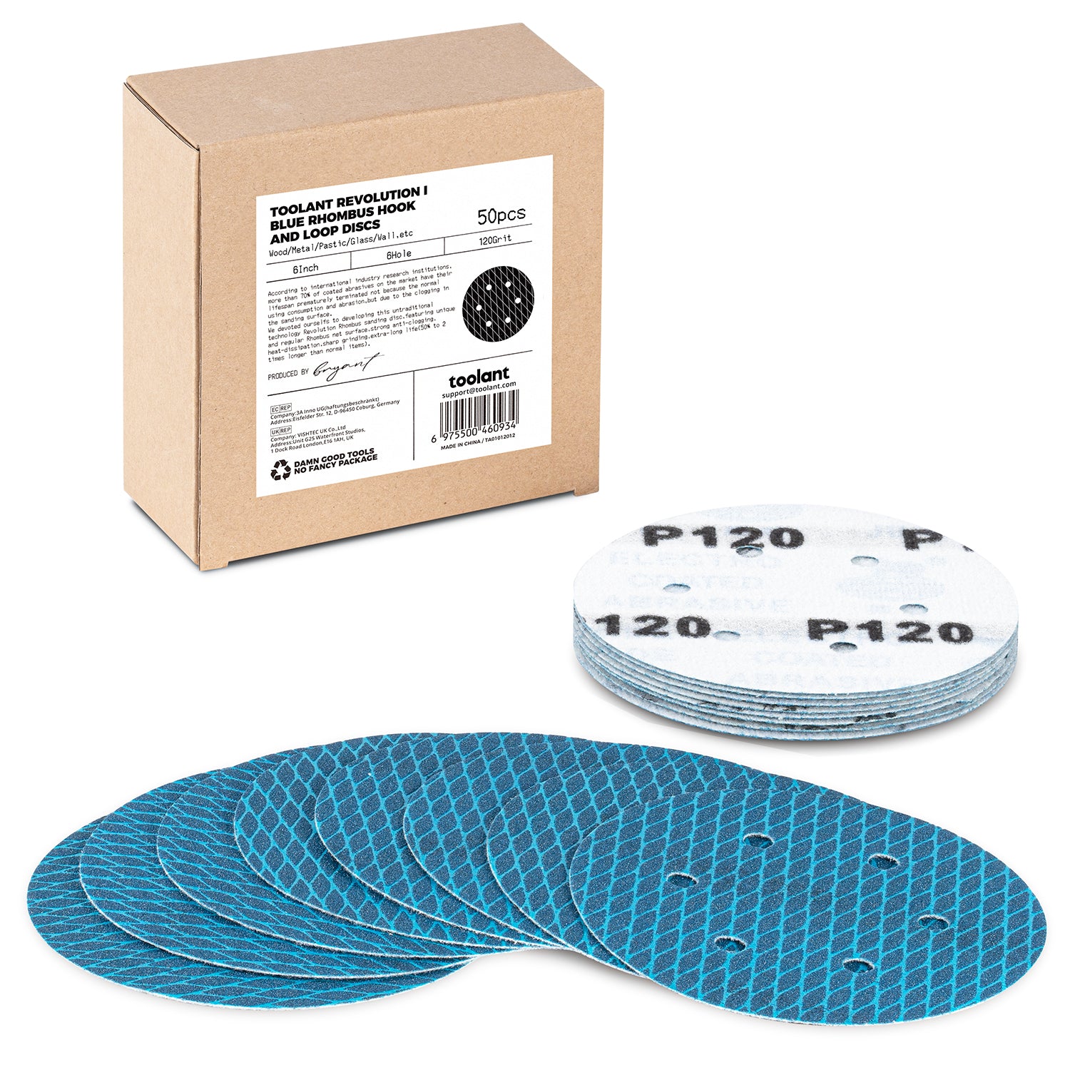 Diamond Shape 5 Inch & 6 Inch 8 Hole Dust-Free Sanding Disc Hook and Loop Pads