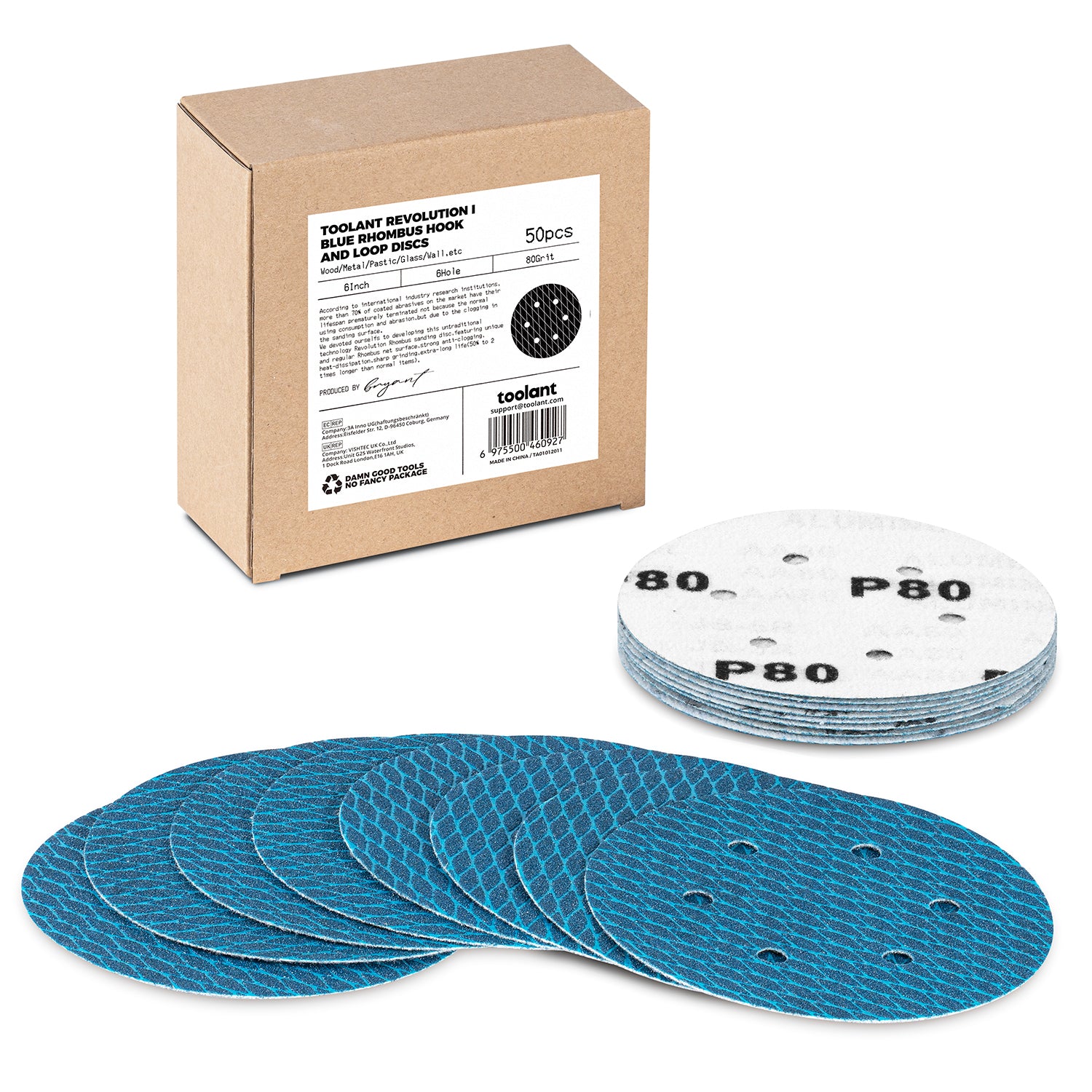 Diamond Shape 5 Inch & 6 Inch 8 Hole Dust-Free Sanding Disc Hook and Loop Pads