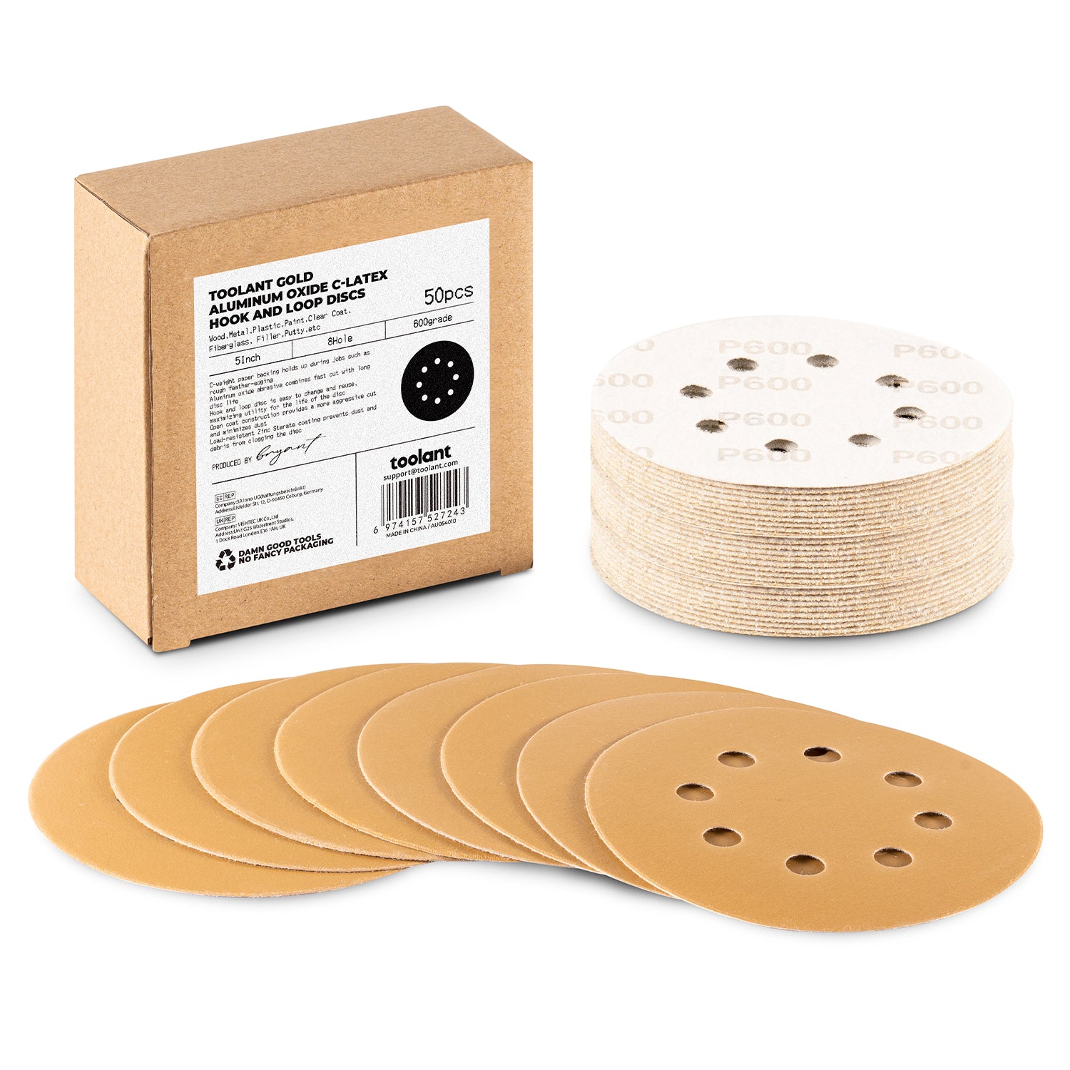 5 inch 8 Hole Sanding Discs Hook and Loop, 60-800 Grit, for Wood and Metal Sanding