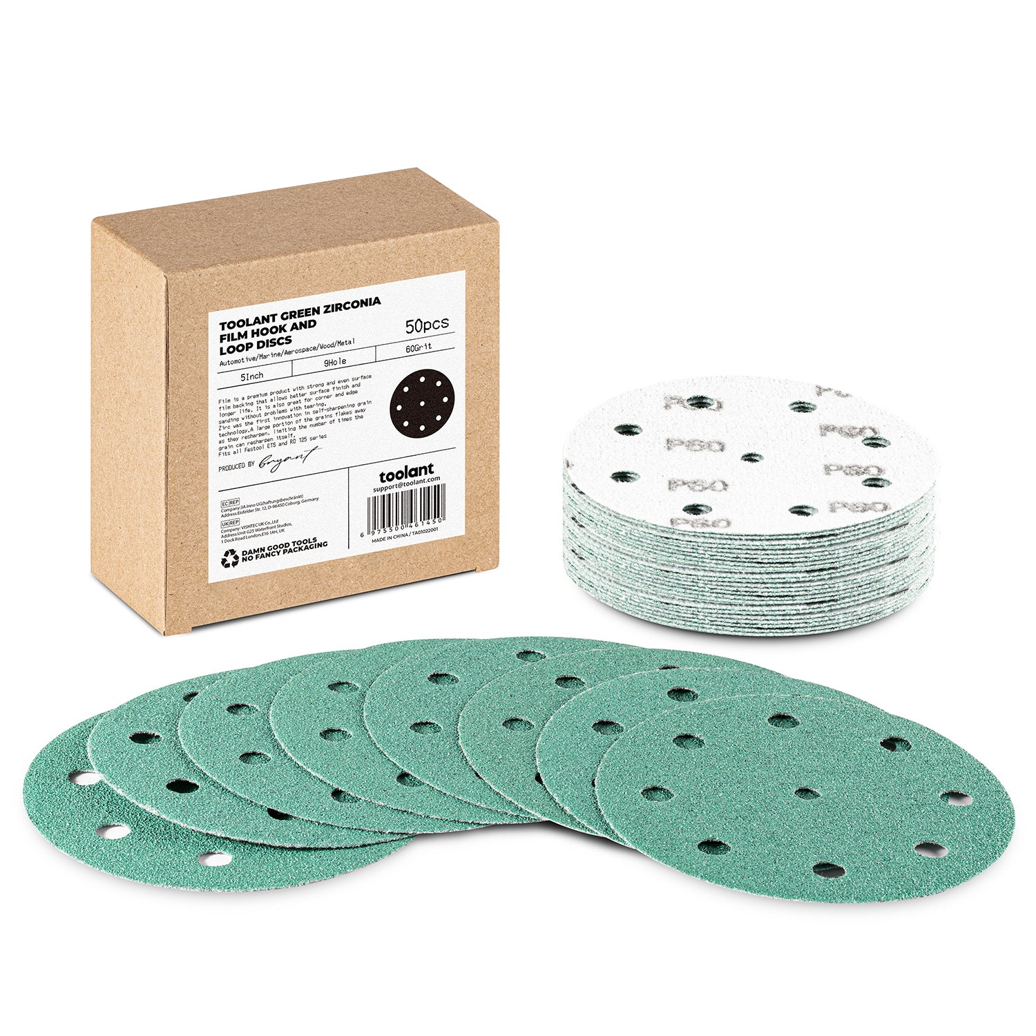 5 Inch Sanding Disc Hook and Loop Pads, Designed For Festool Sanders, 50-Pack