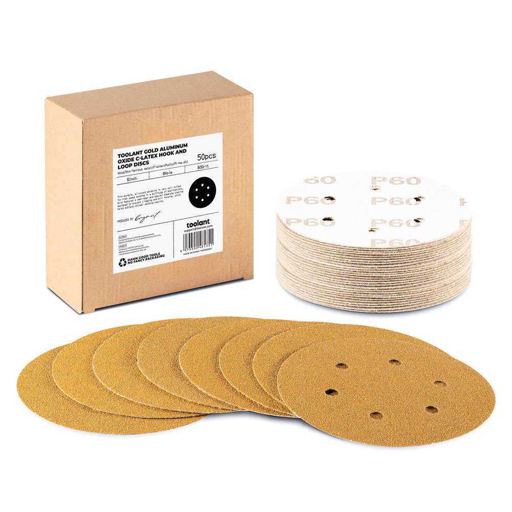 6 inch 8 Hole Sanding Discs Hook and Loop, 60-800 Grit, for Wood and Metal Sanding