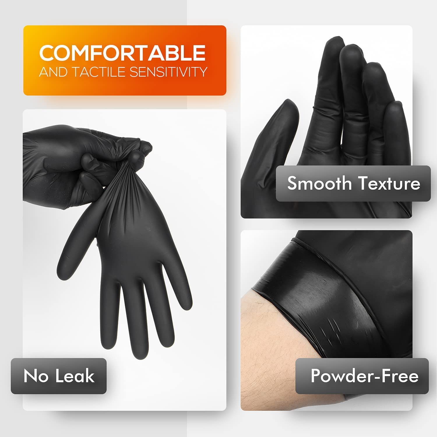 OKIAAS 100 Count Black Vinyl Disposable Gloves, 5 mil, Latex Free