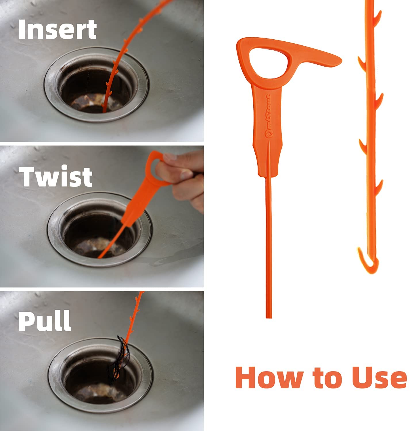 OmiStout 4 Pack 21 inch Snake Drain Clog Remover, for Tubs, Sinks, Toilets and Vanities