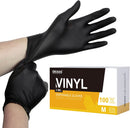 OKIAAS 100 Count Black Vinyl Disposable Gloves, 5 mil, Latex Free