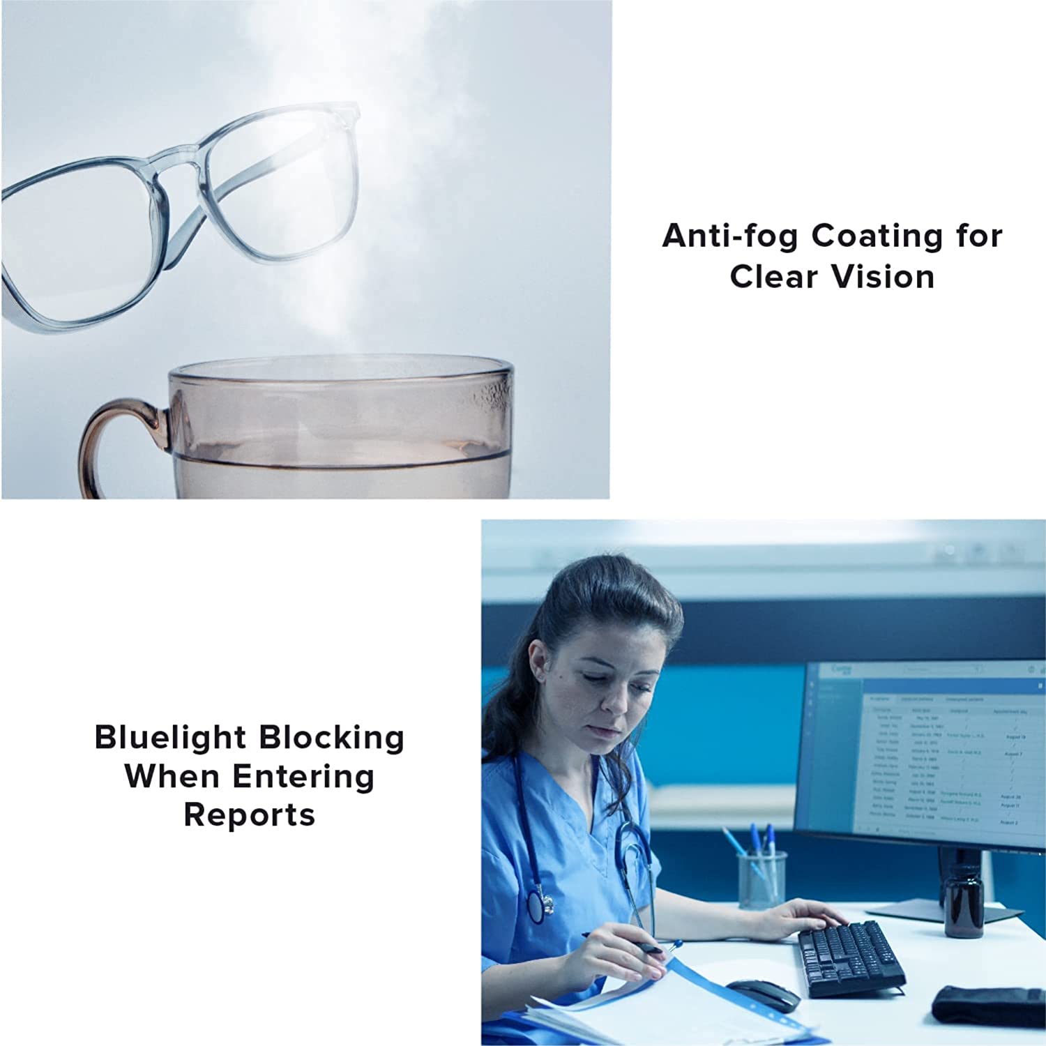 OriStout Stylish Safety Glasses, Anti-Fog, Blue Light Blocking, Goggles for Nurses