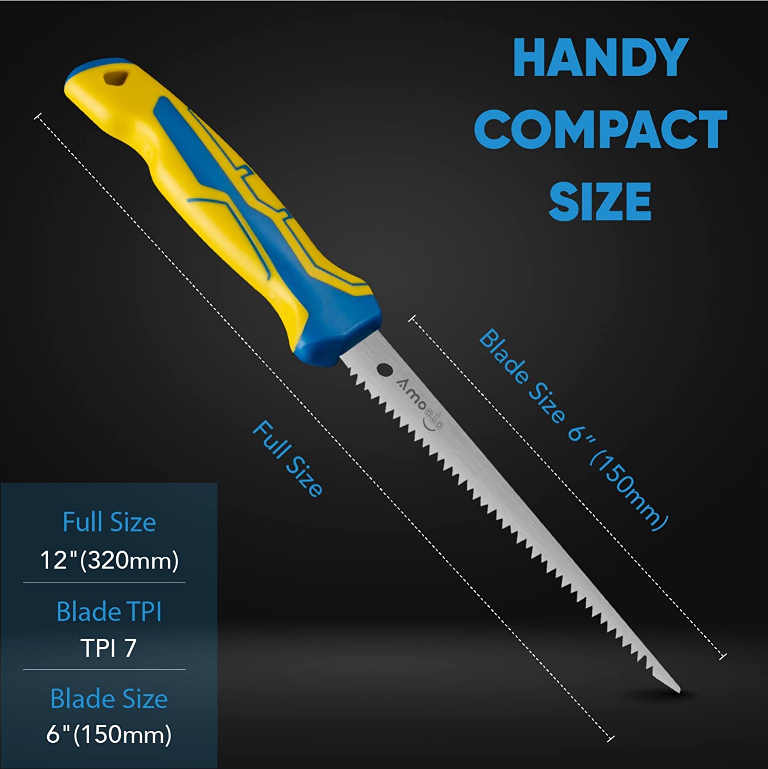 amoolo 6" Drywall Saw, Jab Saw, Hand Saw with Soft Grip Handle, Sheetrock Saw for Wallboard, Drywall, Plywood and PVC