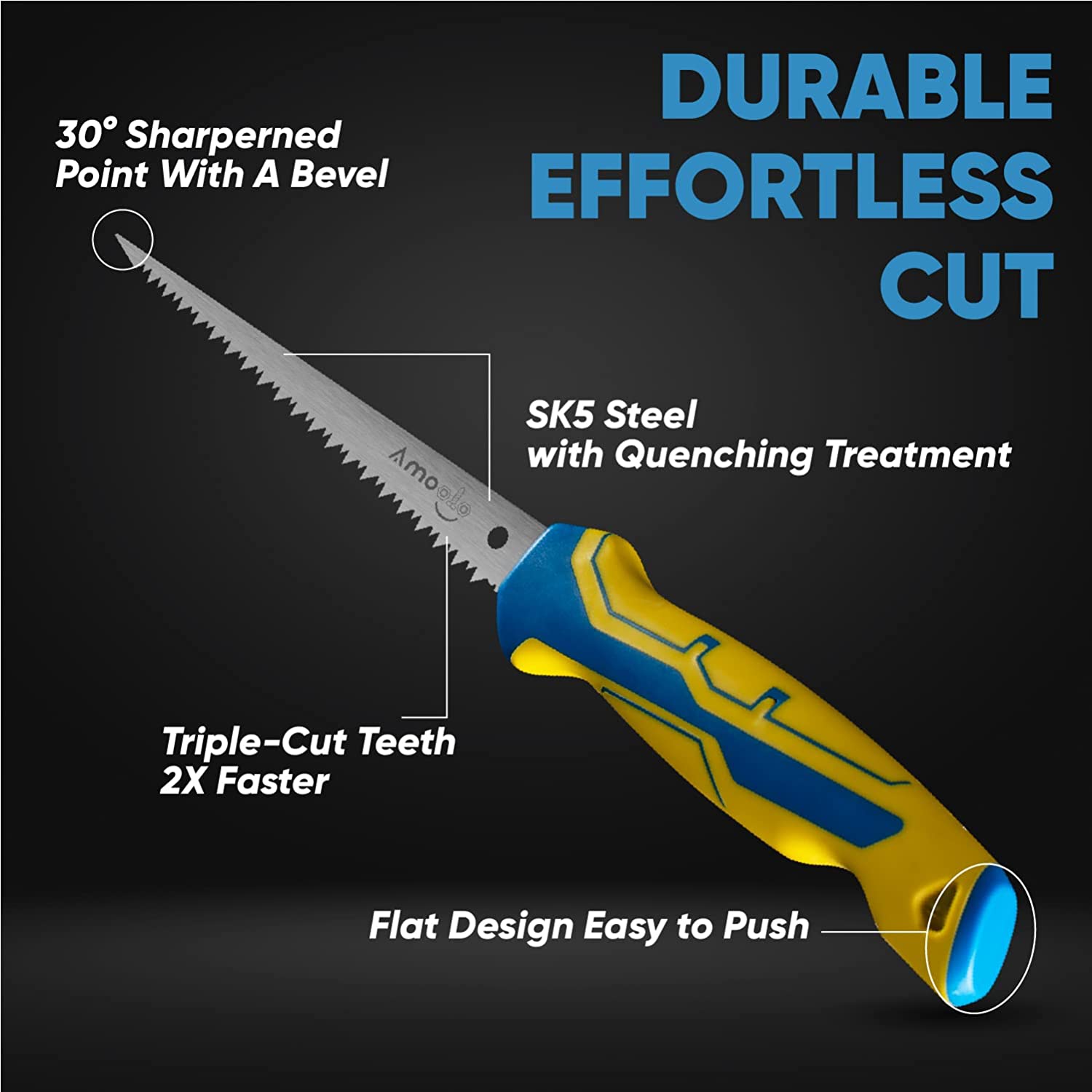 amoolo 6" Drywall Saw, Jab Saw, Hand Saw with Soft Grip Handle, Sheetrock Saw for Wallboard, Drywall, Plywood and PVC