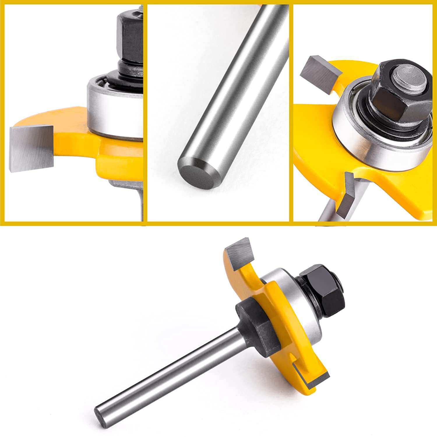 AugTouf Router Bits Set, 1/4" Shank, Milling Cutter Tool, Adjustable Tongue & Groove Router Bit, for Woodworking