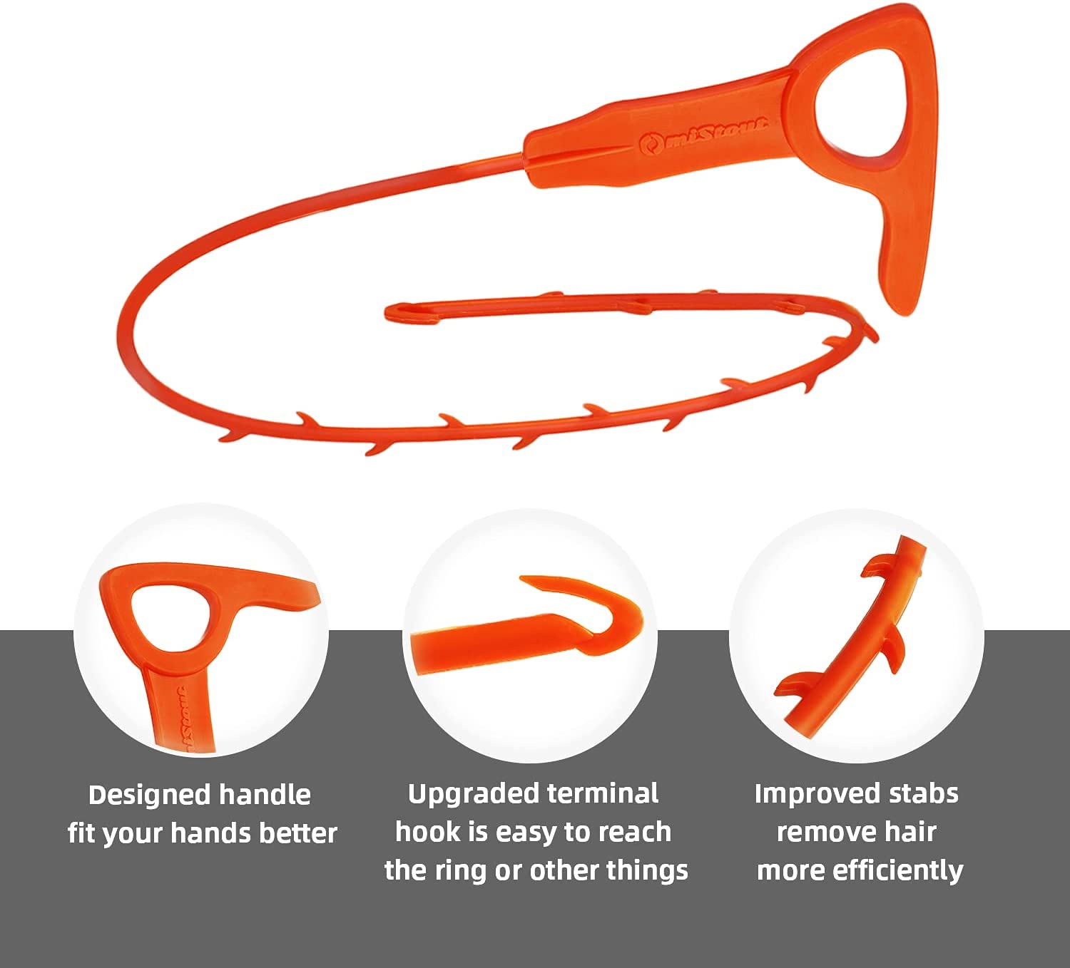 OmiStout 4 Pack 21 inch Snake Drain Clog Remover, for Tubs, Sinks, Toilets and Vanities