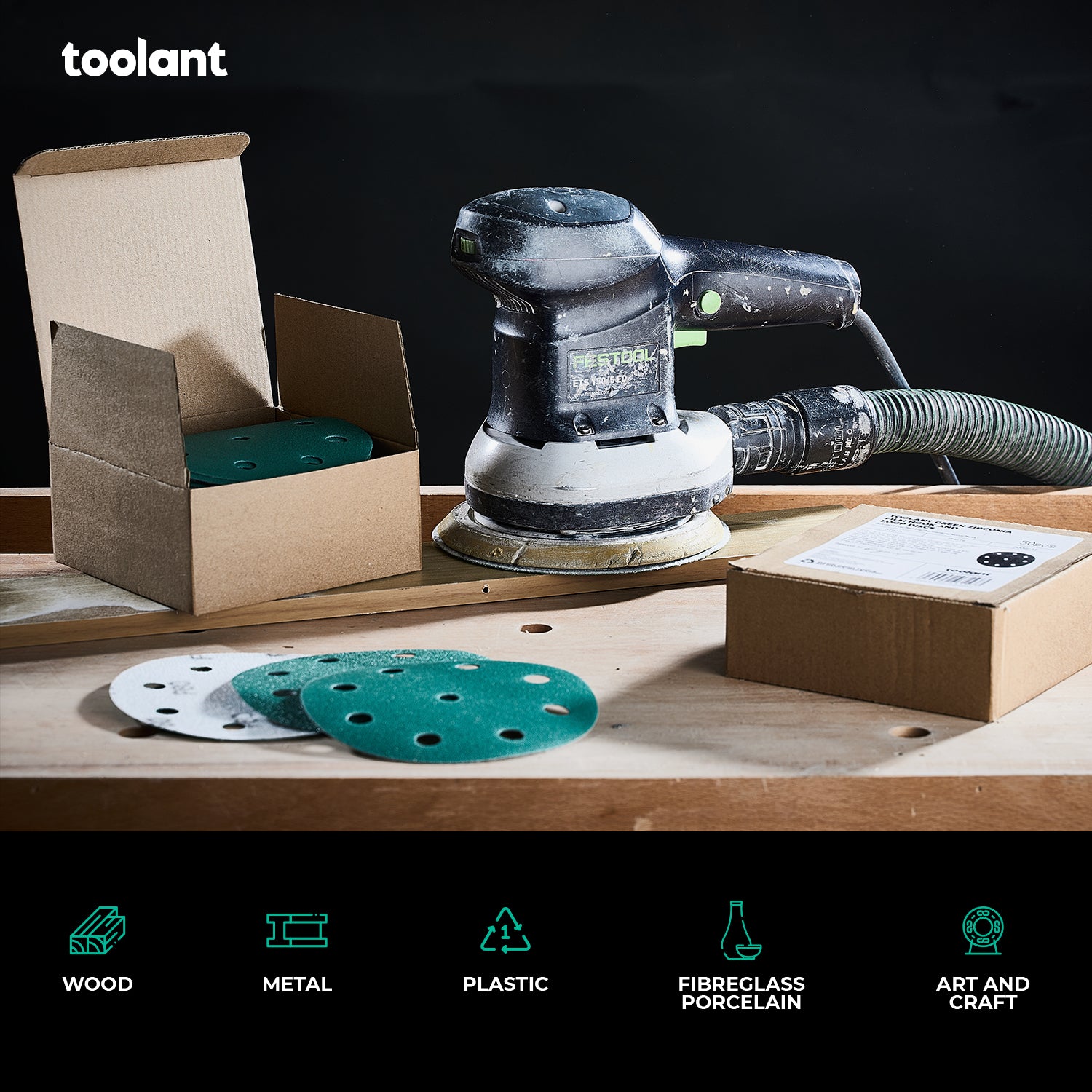 5 Inch Sanding Disc Hook and Loop Pads, Designed For Festool Sanders, 50-Pack