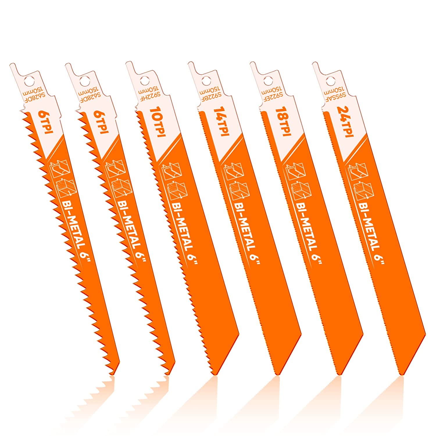 Reciprocating Saw Blades Set for Wood and Metal Cutting