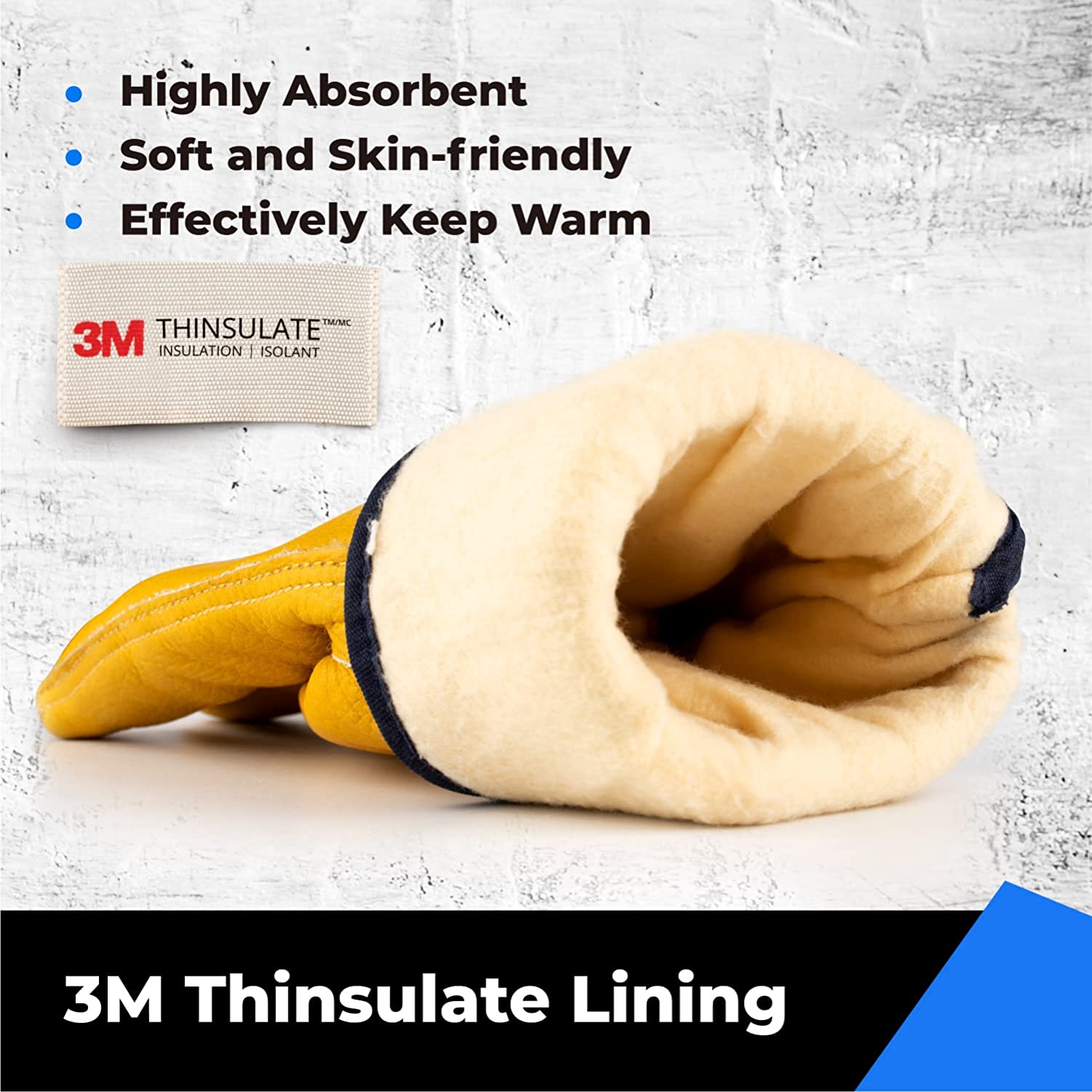 Winter Leather Work Gloves, Warm 3M Thinsulate Lining for Cold Weather Work