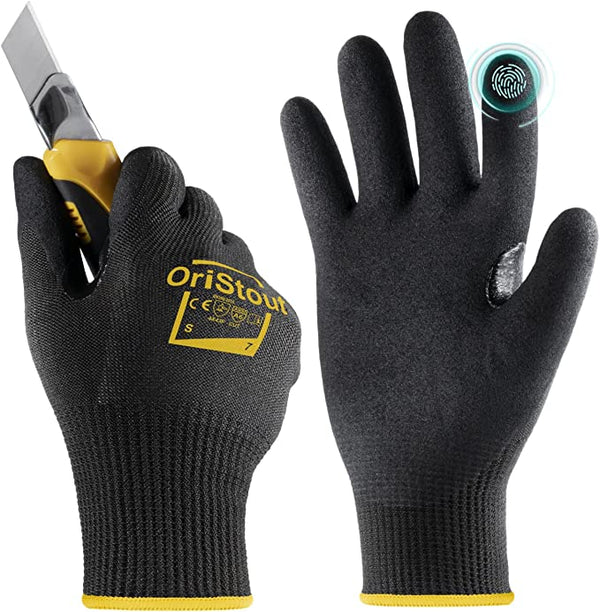 OriStout Levle 6 Cut Resistant Gloves, Anti-cut Work Gloves for Kitchen, Construction, S~xxl, Adult Unisex, Size: One size, Black