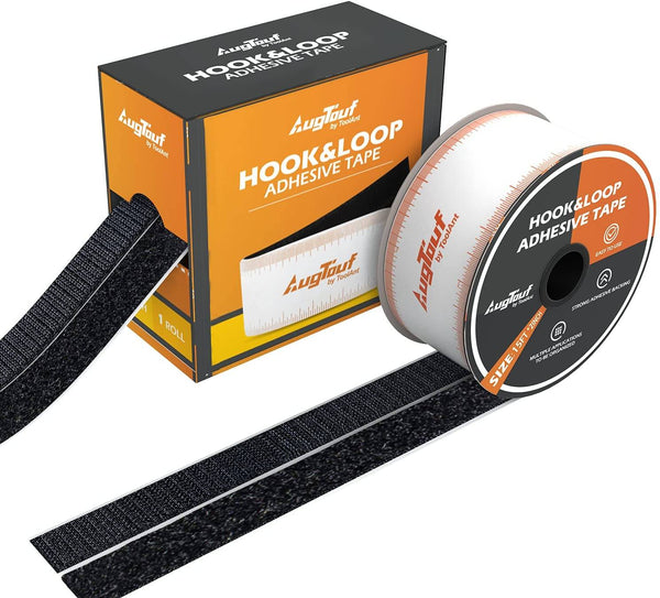 AugTouf Hook and Loop Tape, Heavy Duty Adhesive Industrial Strength, Easy to Cut