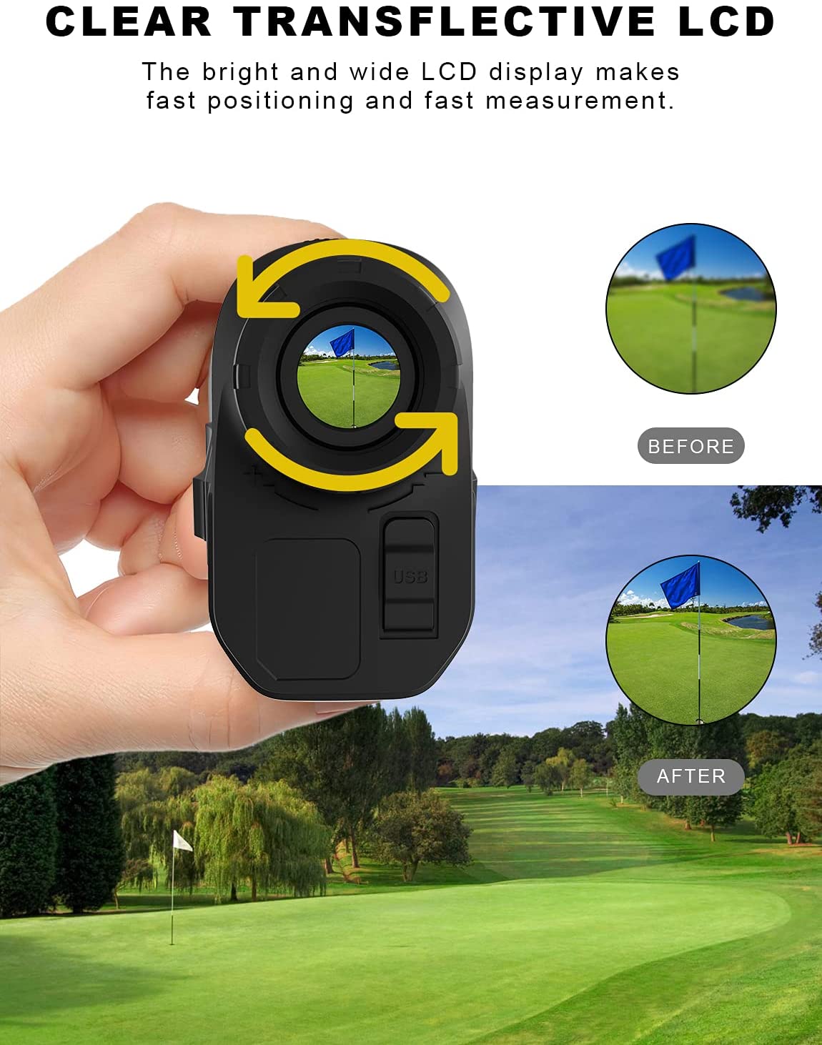 Mileseey Professional Laser Golf Rangefinder 660 Yards with Slope Compensation, ±0.55 yard Accuracy