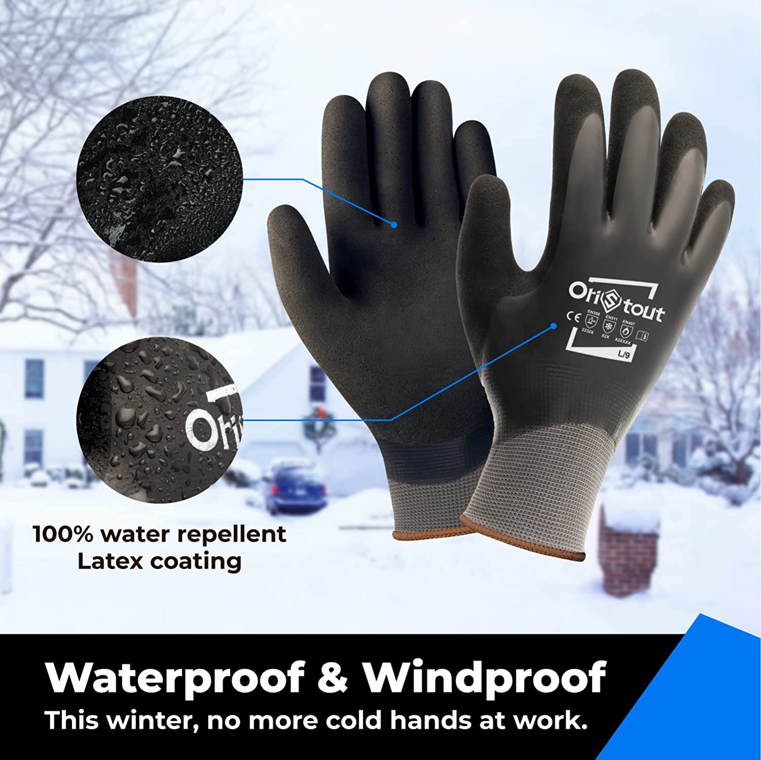 Waterproof Winter Gloves, Touchscreen, Freezer Gloves, Thermal Insulat