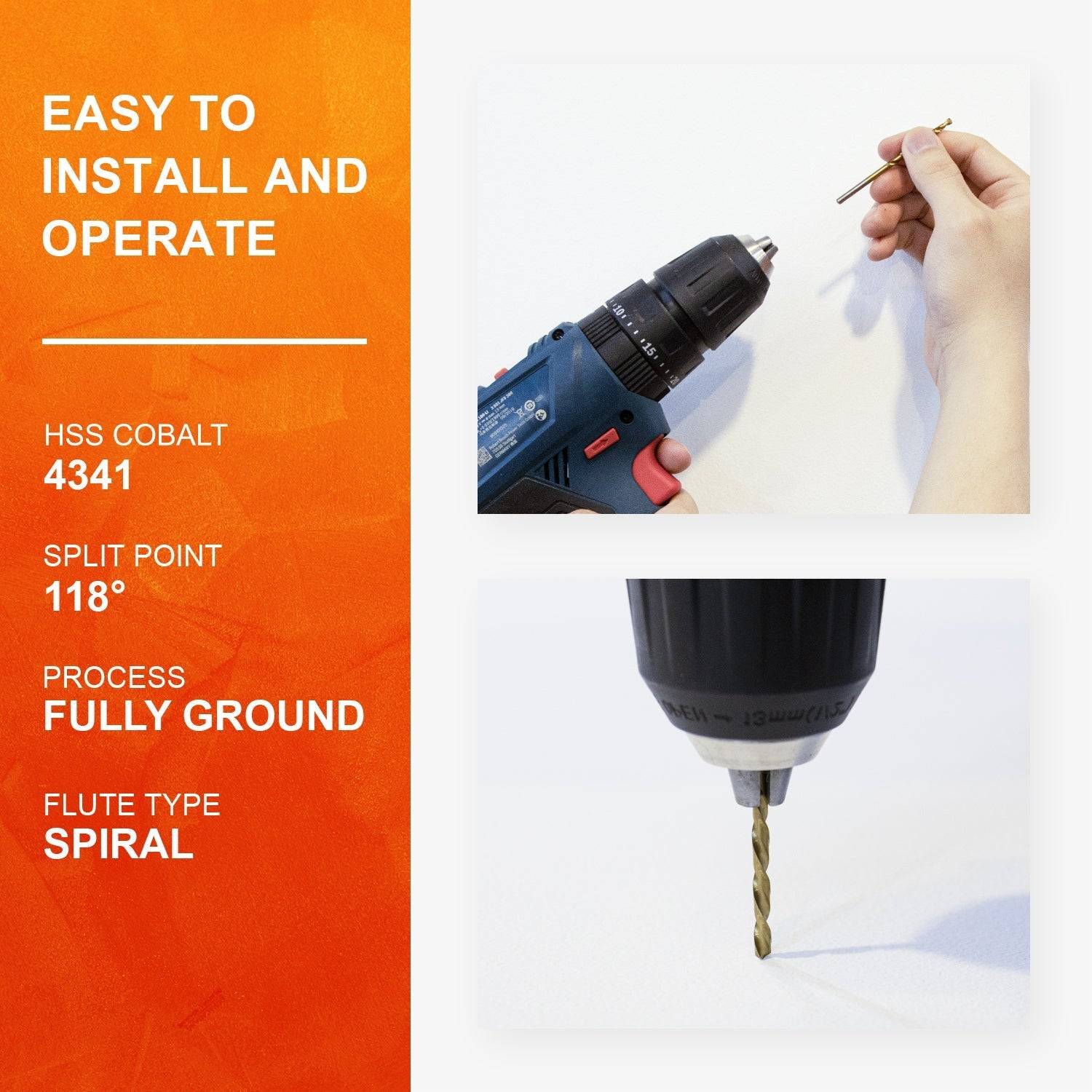 AugTouf 7/32" Titanium Drill Bits -10Pcs for Wood, Metal, Steel, Plastic, Aluminum Alloy