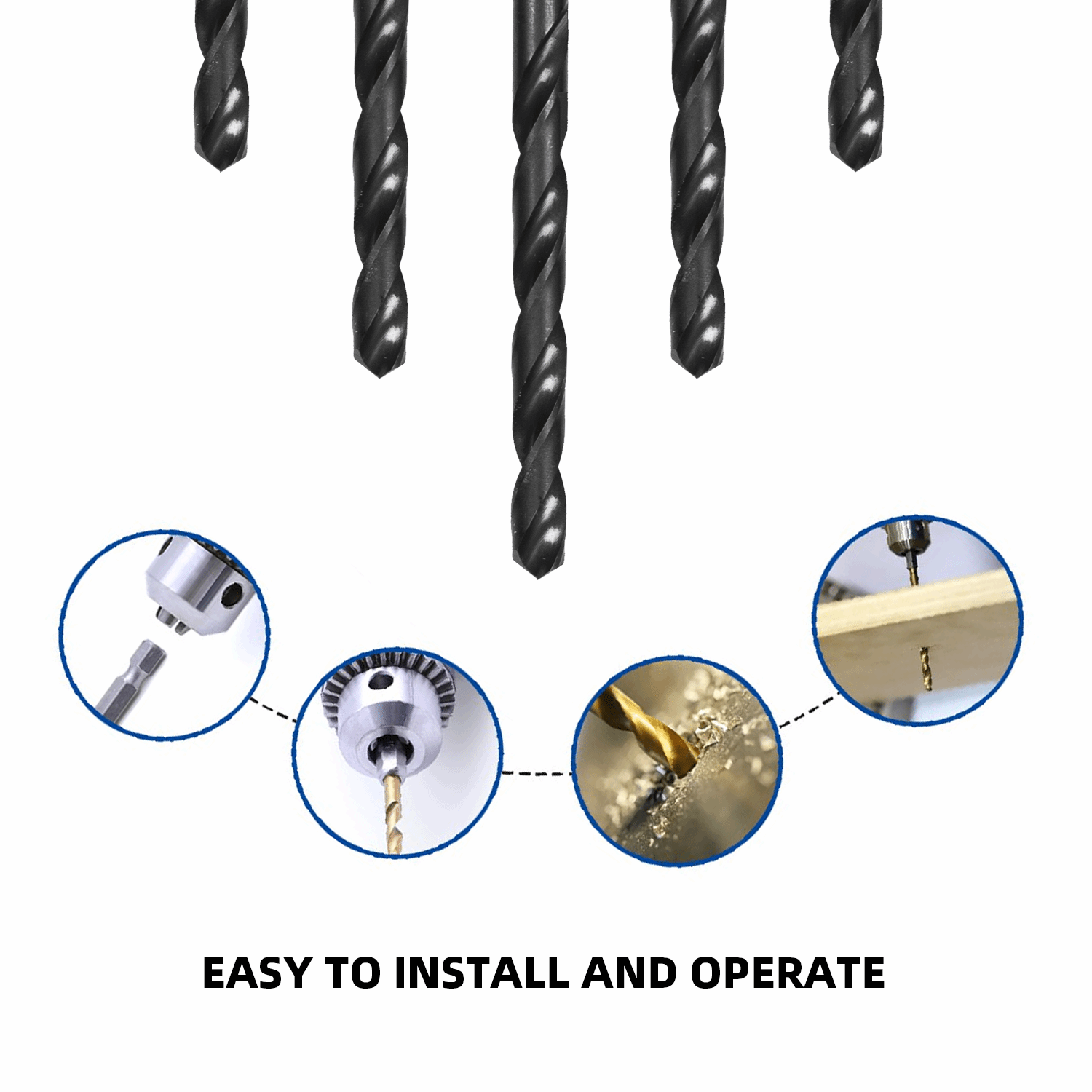 amoolo High Speed Steel Twist Drill Bit Set, Water Resistant, Suitable for Steels, Cast Iron