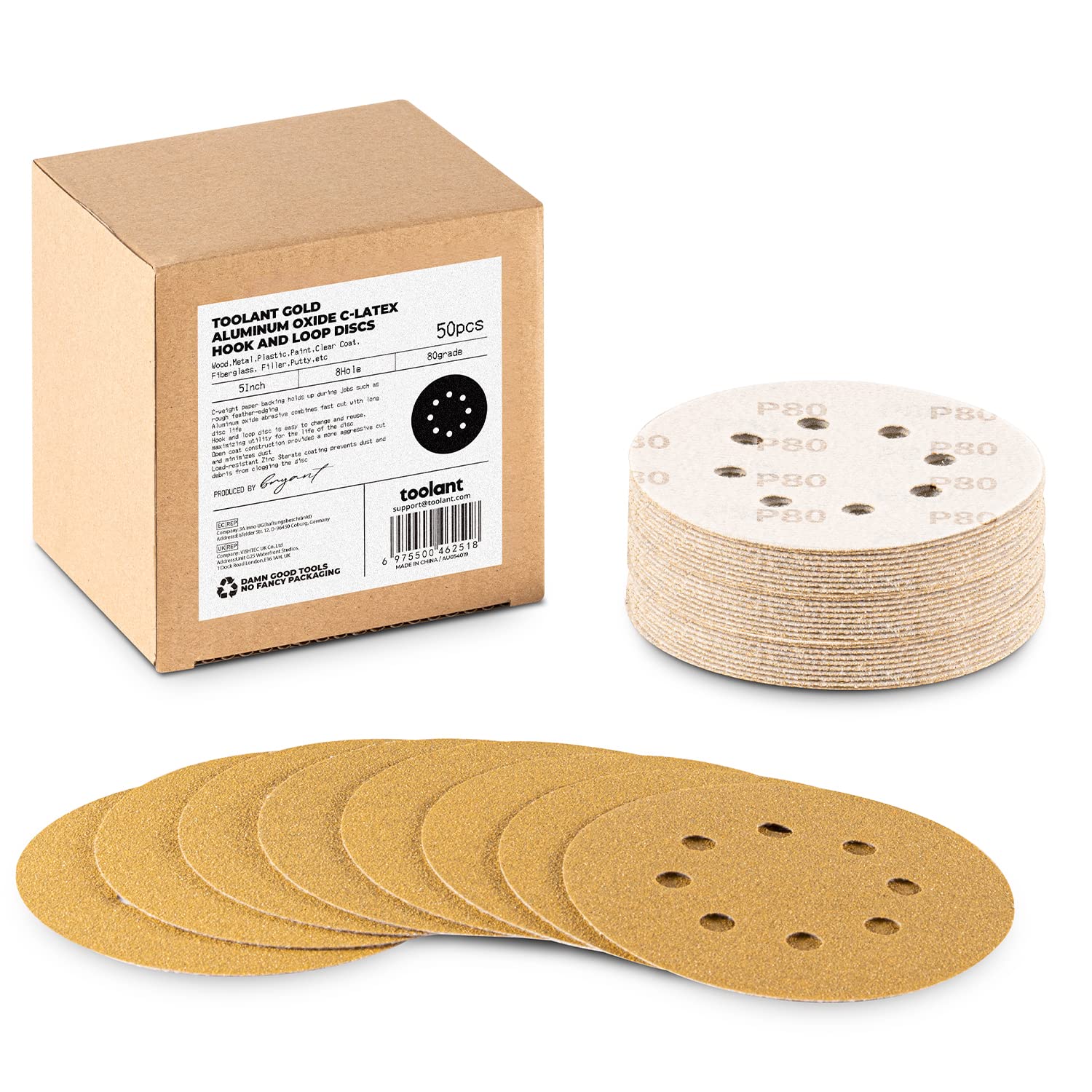 5 inch 8 Hole Sanding Discs Hook and Loop, 60-800 Grit, for Wood and Metal Sanding